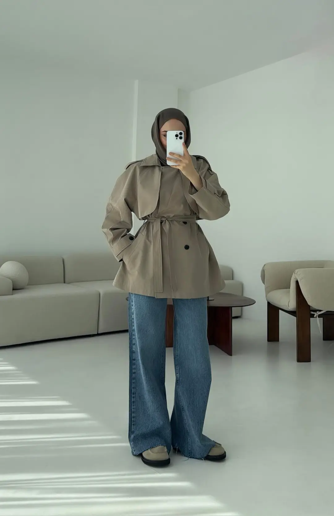 Allerli Kısa Trençkot Vizon - Görsel 2