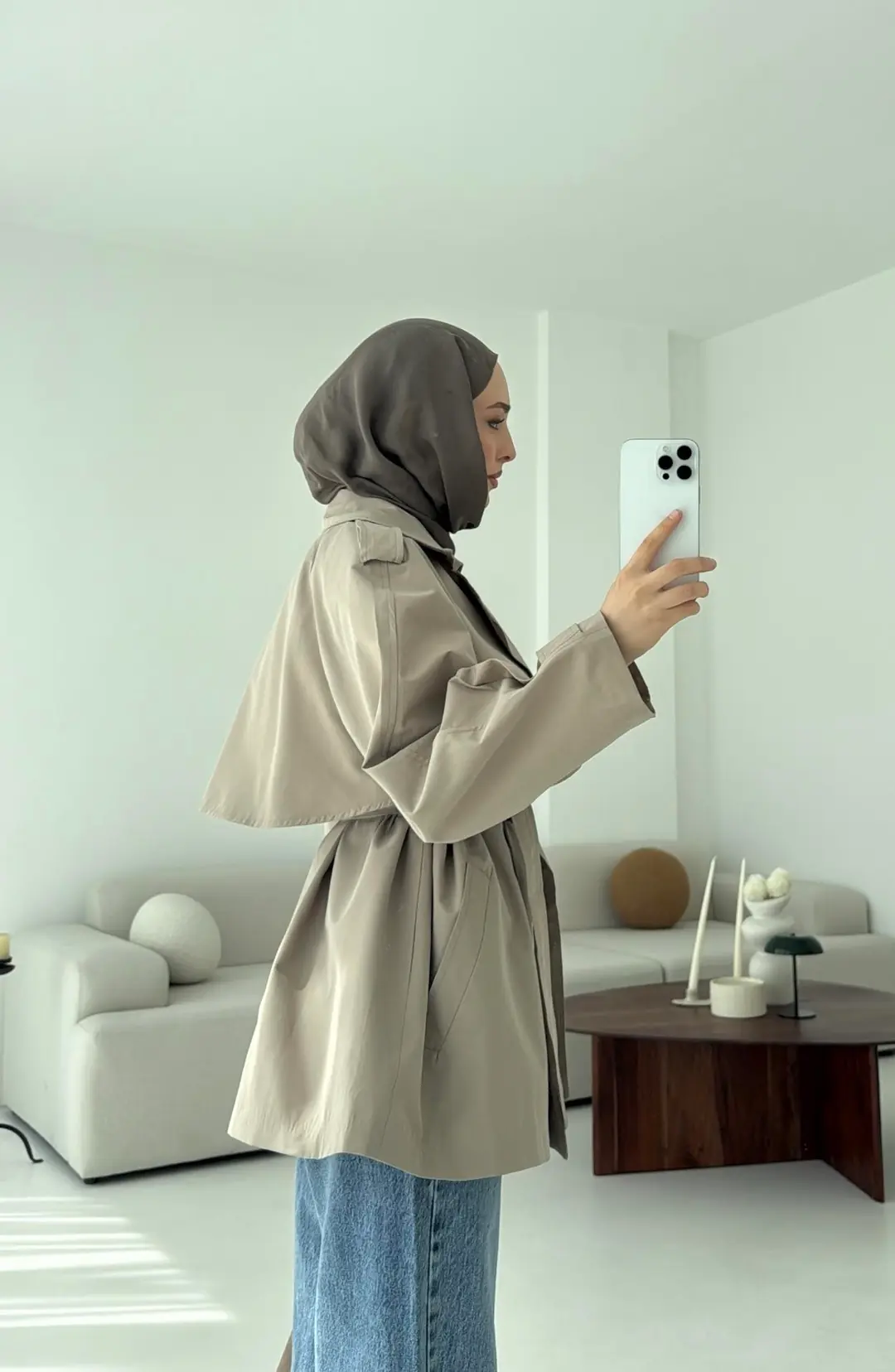 Allerli Kısa Trençkot Vizon - Görsel 6