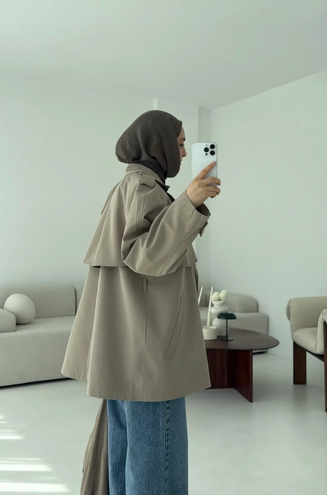 Allerli Kısa Trençkot Vizon - Görsel 7