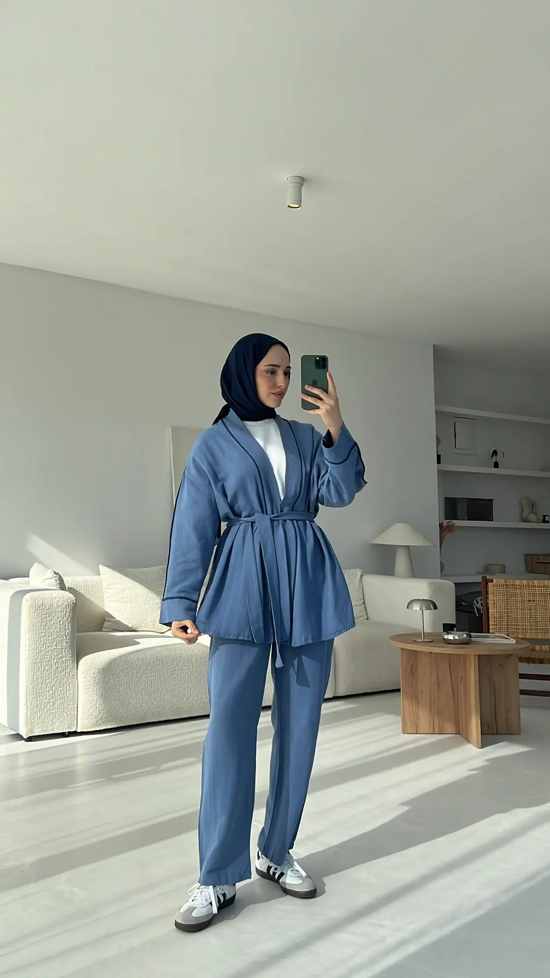 Ara Biyeli Keten Takım İndigo