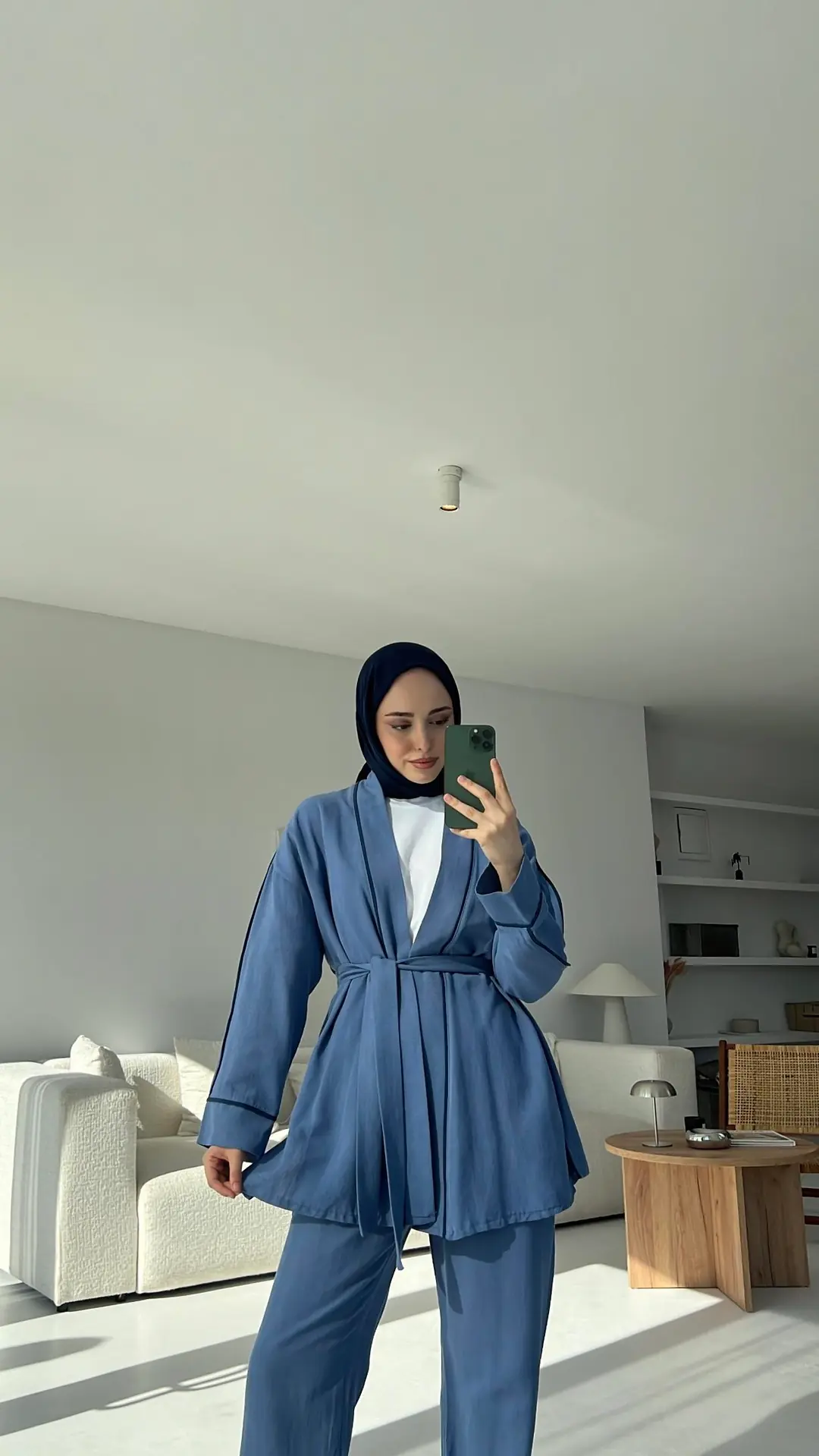 Ara Biyeli Keten Takım İndigo - Görsel 2