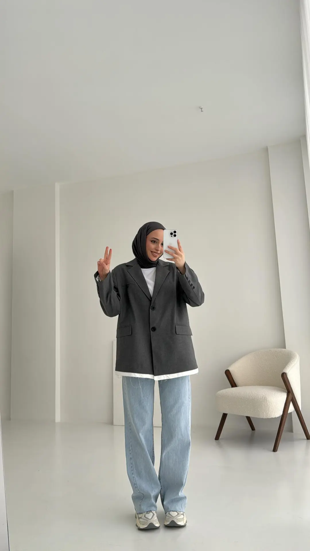 Arkası Baskılı Blazer Ceket Antrasit - Görsel 2