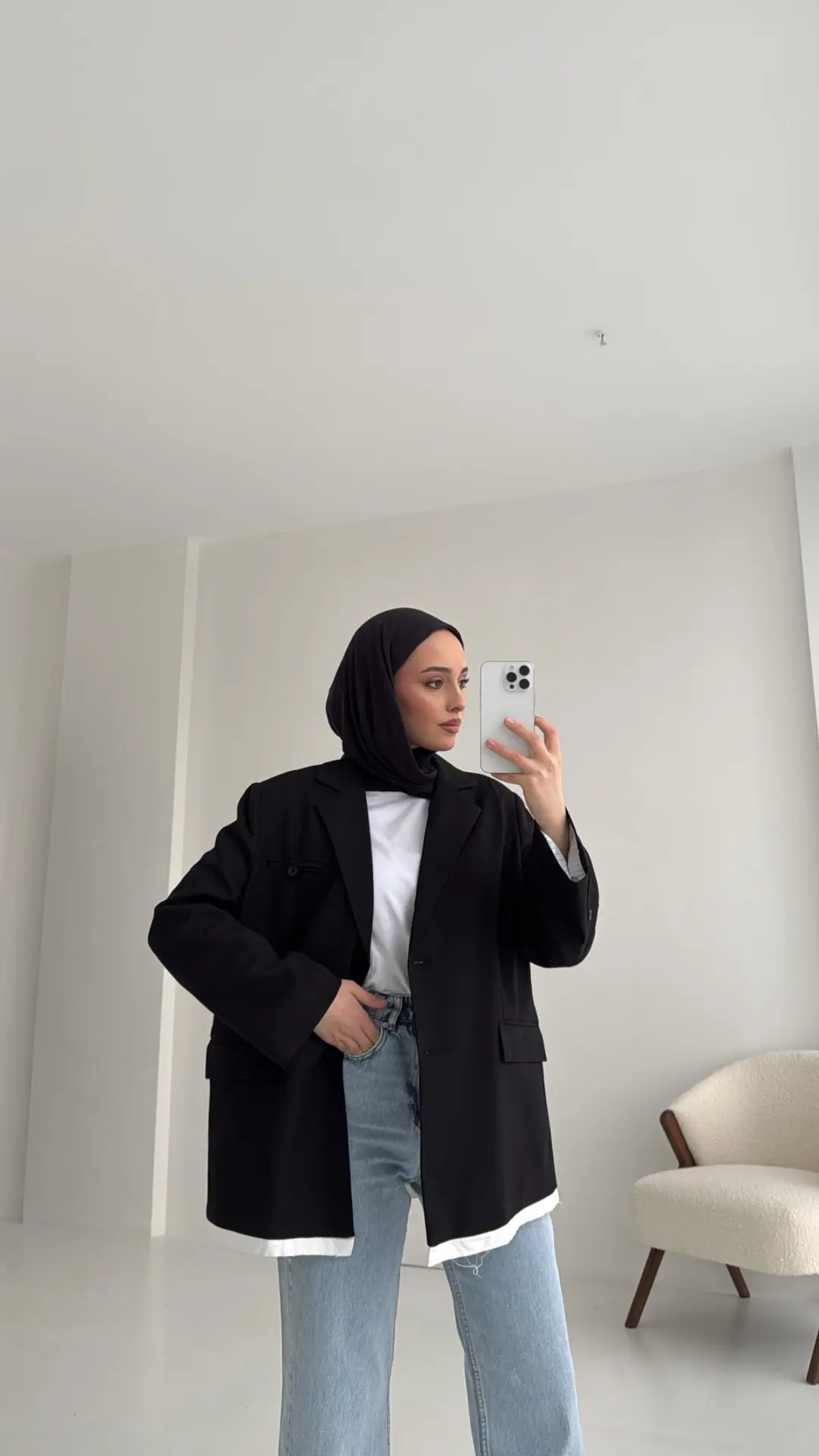 Arkası Baskılı Blazer Ceket Siyah - Görsel 3