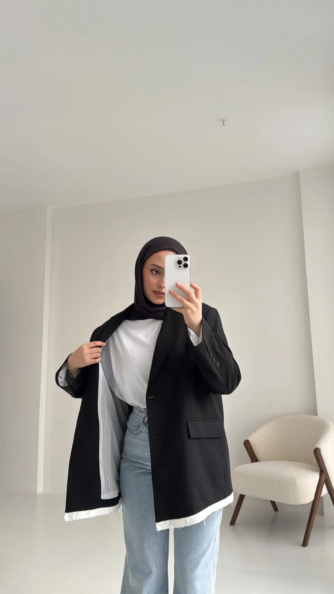 Arkası Baskılı Blazer Ceket Siyah - Görsel 7