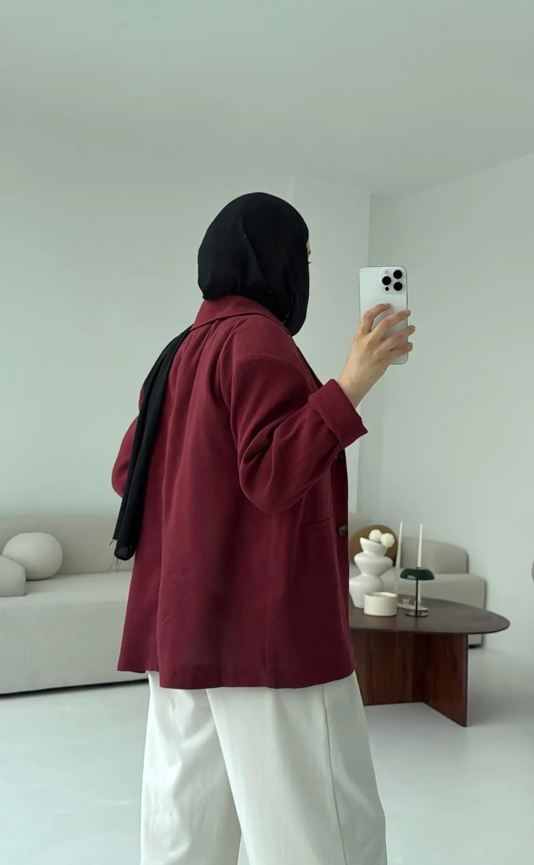 Astarsız Yazlık Keten Ceket Bordo