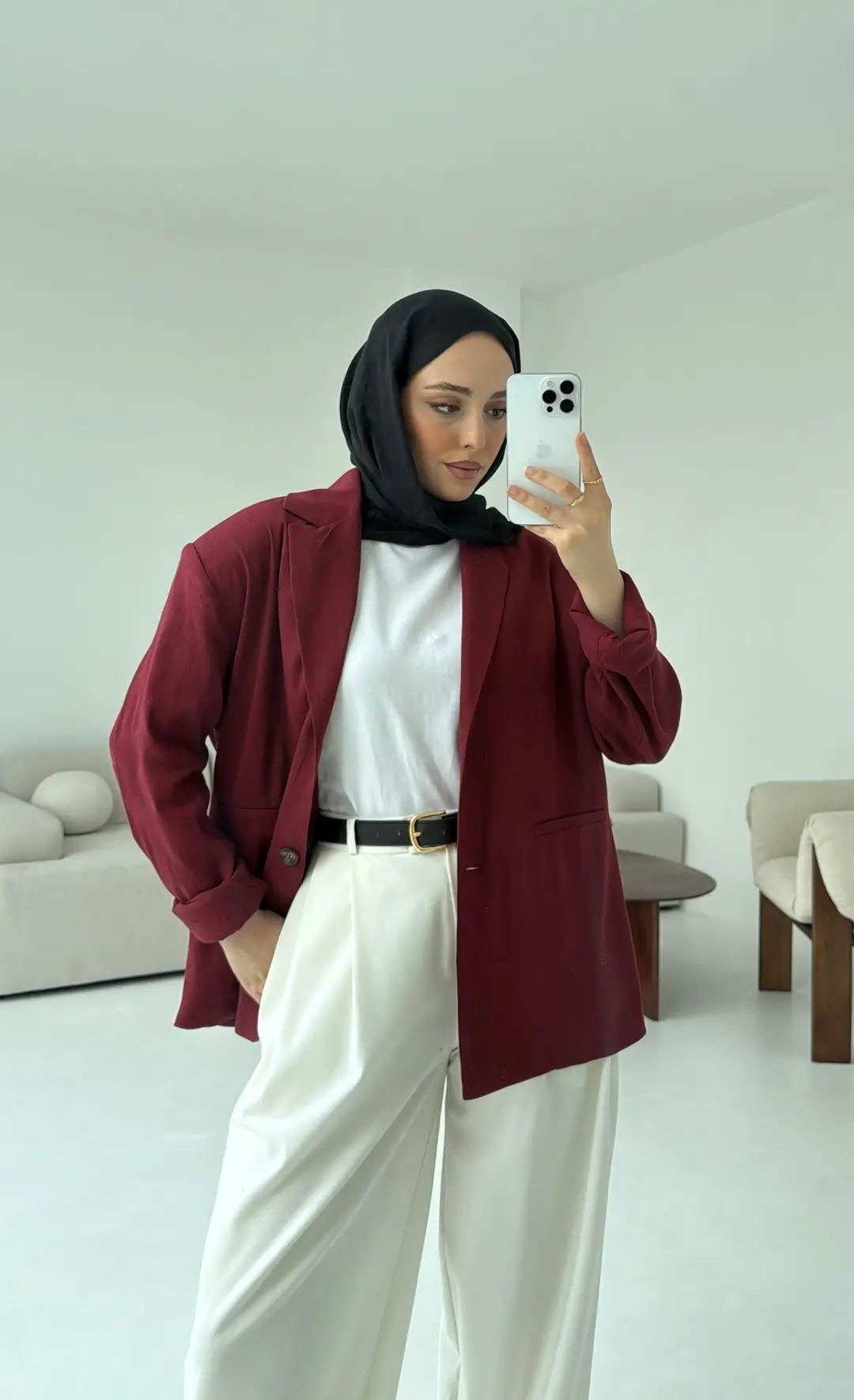 Astarsız Yazlık Keten Ceket Bordo - Görsel 2