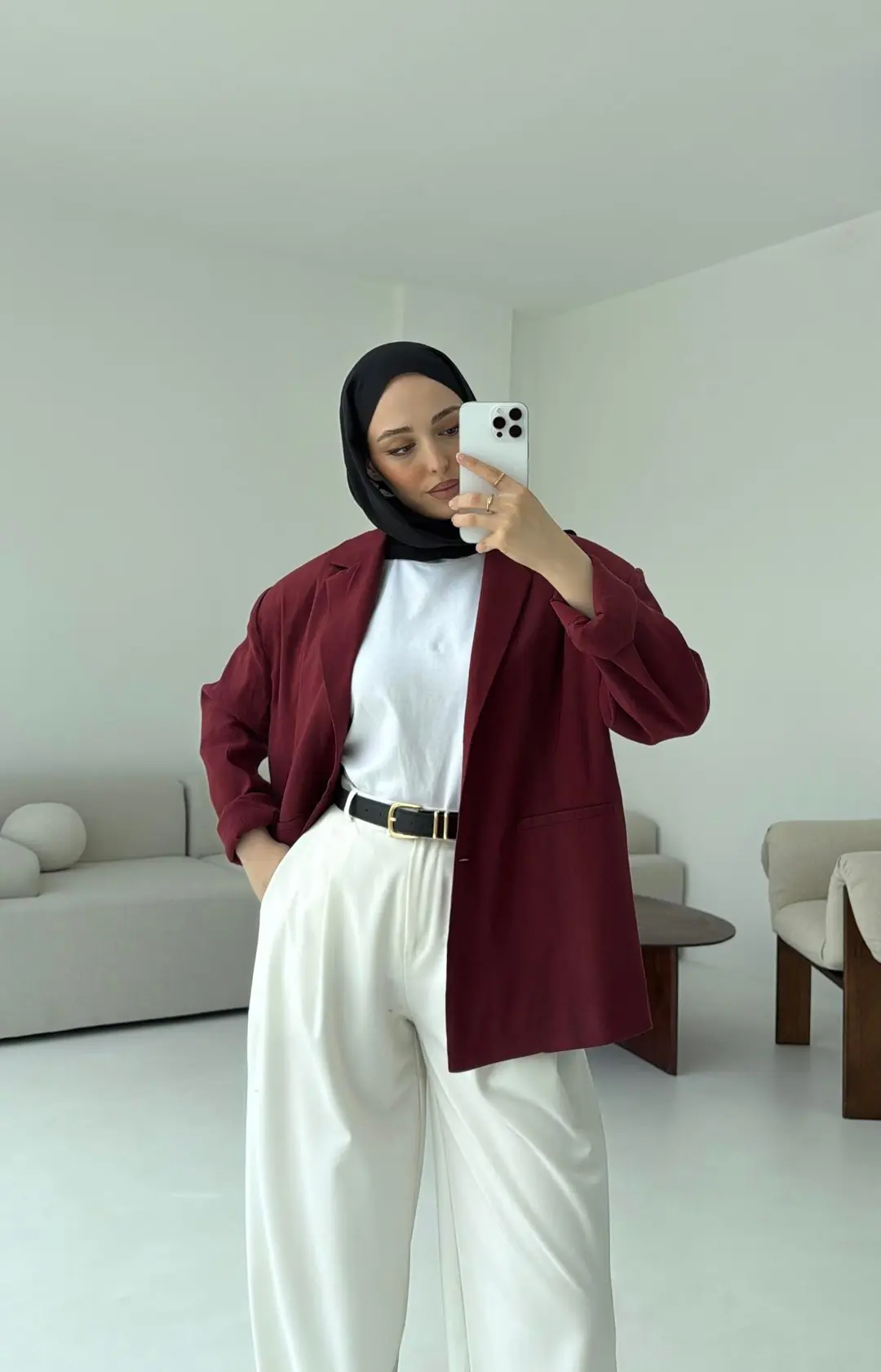 Astarsız Yazlık Keten Ceket Bordo - Görsel 4