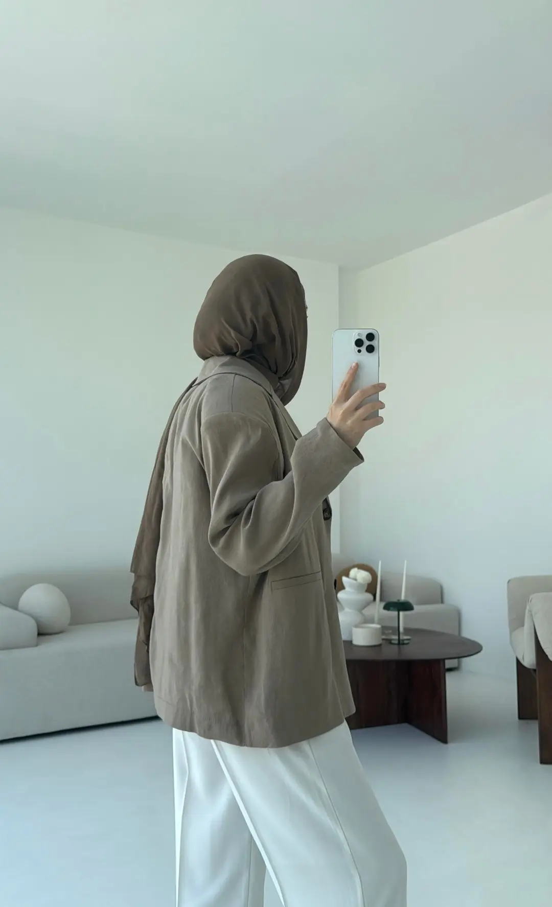 Astarsız Yazlık Keten Ceket Vizon - Görsel 3