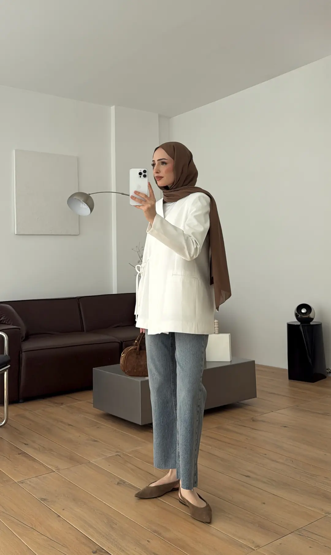 Bağcık Detay Ceket Ekru