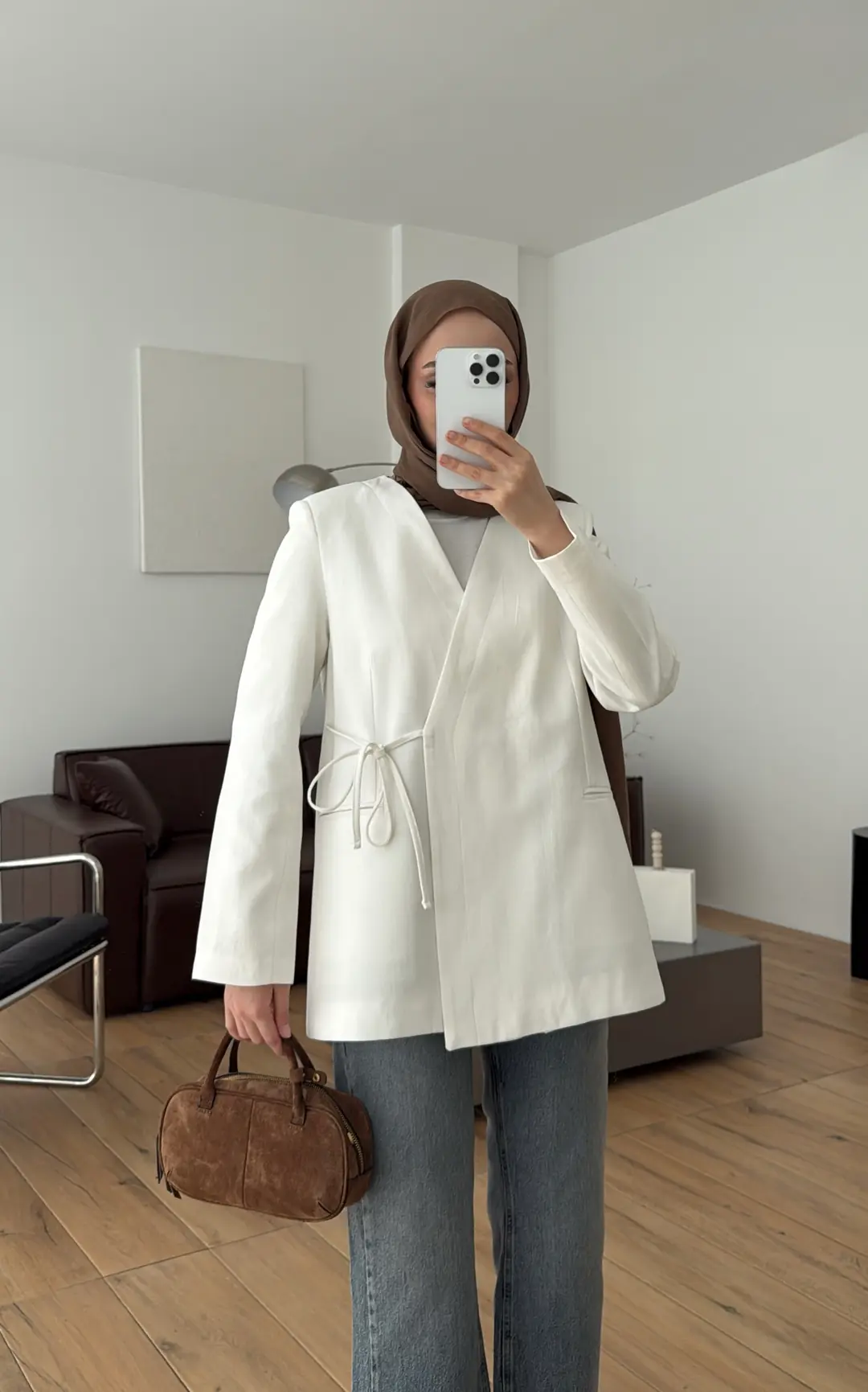 Bağcık Detay Ceket Ekru - Görsel 5