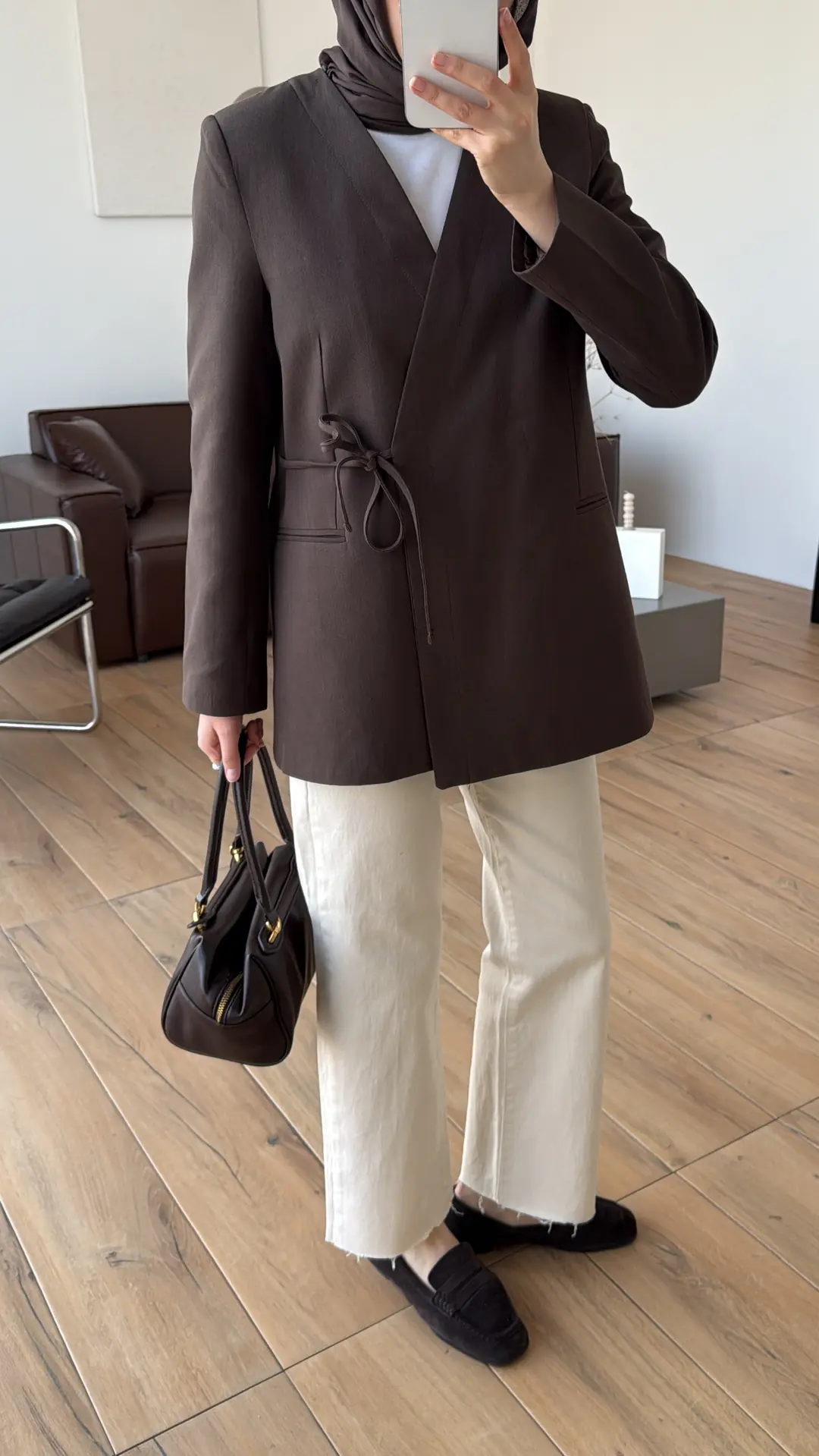 Bağcık Detay Ceket Kahve - Görsel 2