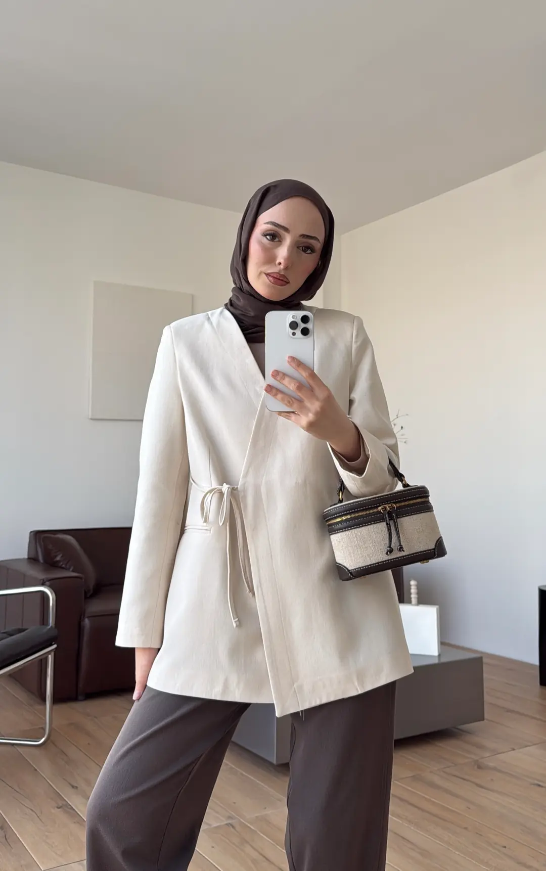 Bağcık Detay Ceket Natural - Görsel 5