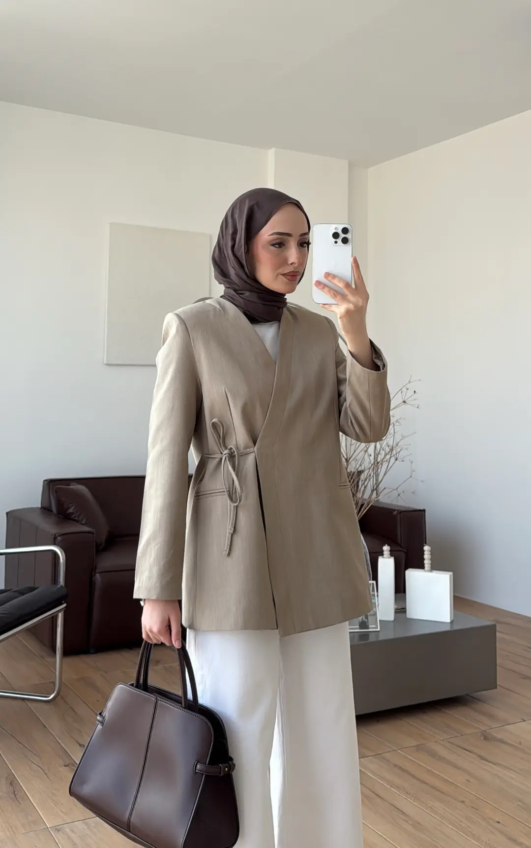 Bağcık Detay Ceket Vizon - Görsel 5