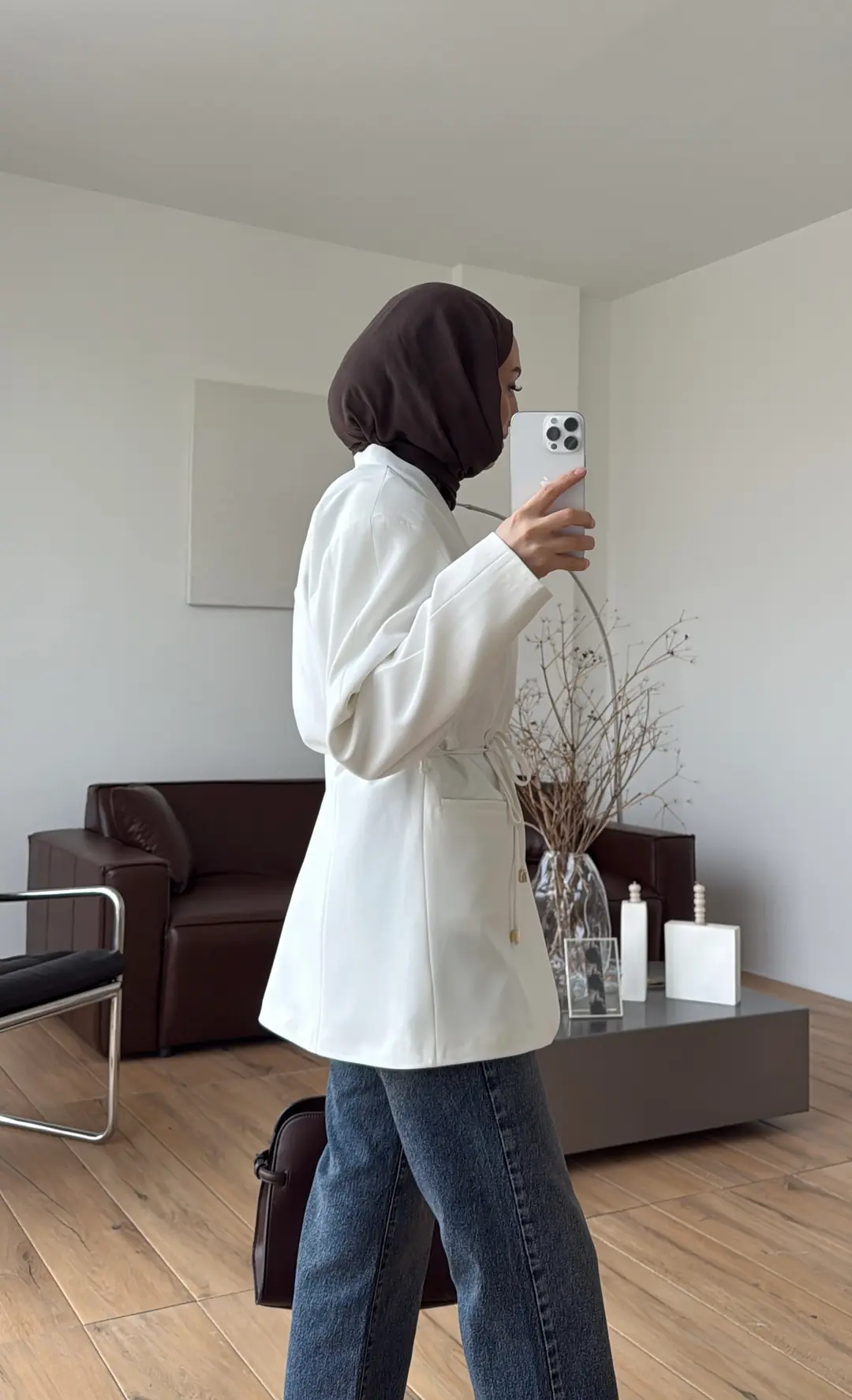 Bagcıklı Blazer Ceket Beyaz - Görsel 2