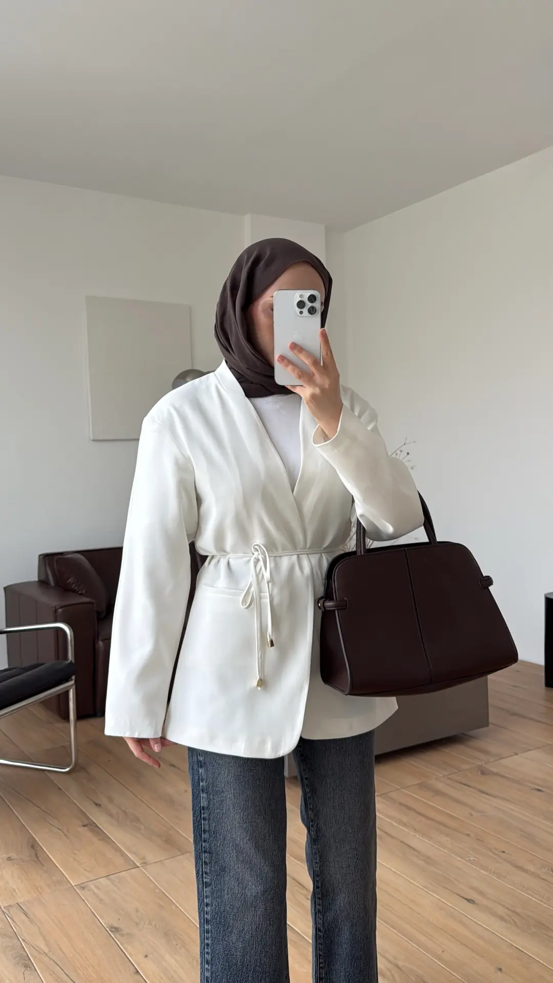 Bagcıklı Blazer Ceket Beyaz - Görsel 3