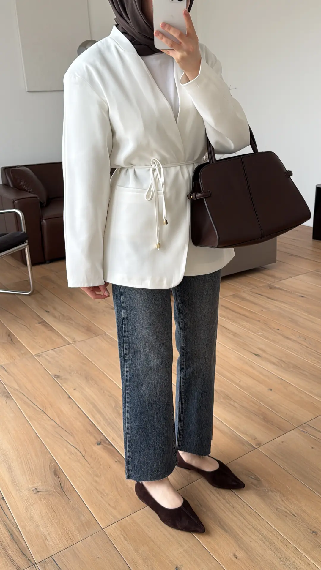 Bagcıklı Blazer Ceket Beyaz - Görsel 4
