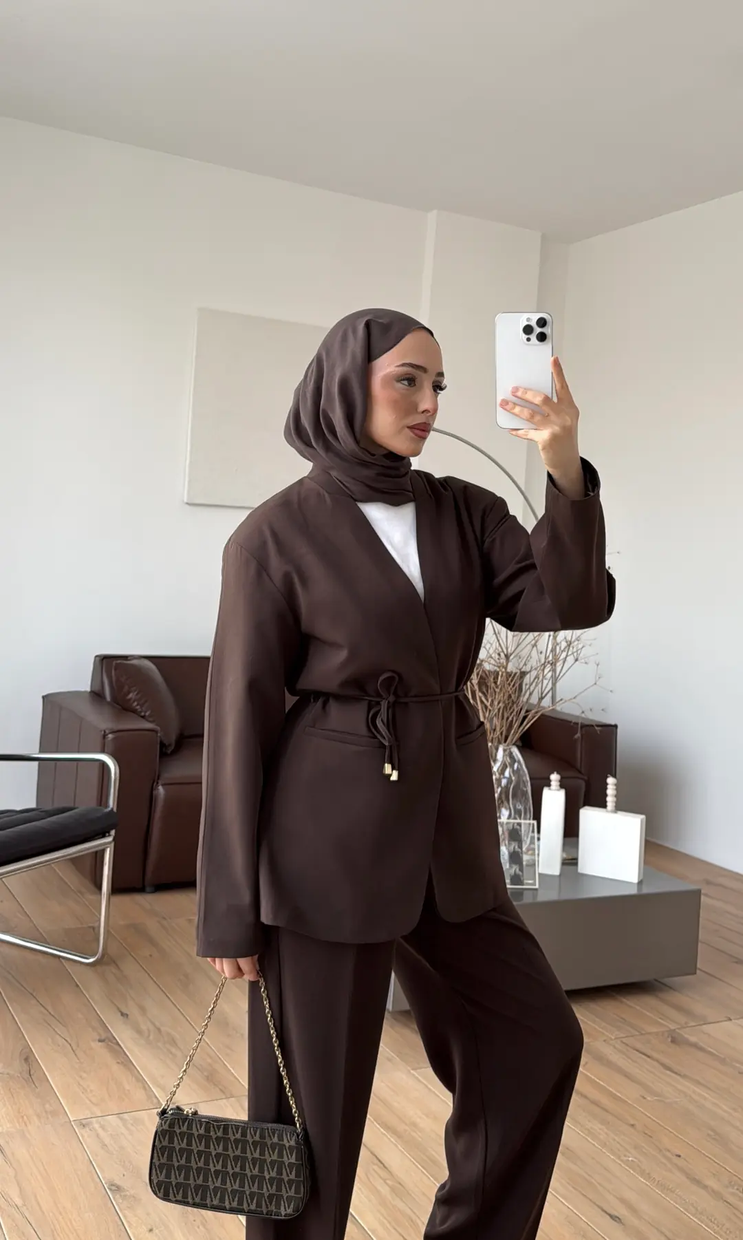 Bagcıklı Blazer Ceket Kahve - Görsel 6