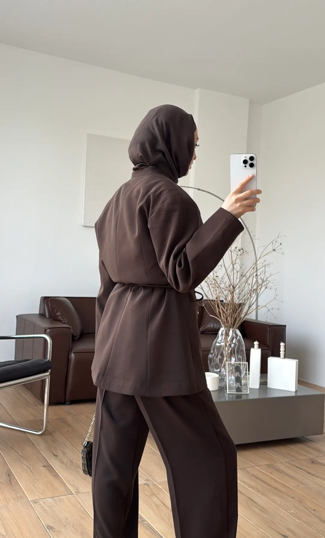 Bagcıklı Blazer Ceket Kahve - Görsel 7