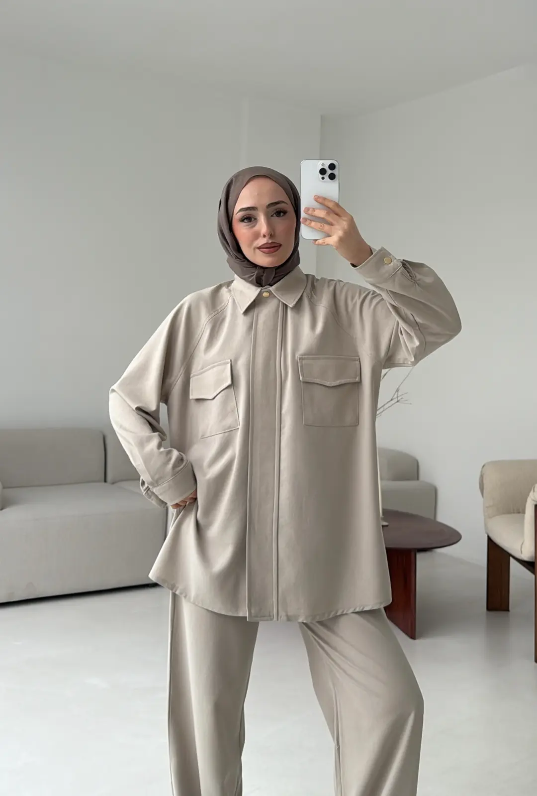 Bağcıklı Bluz Pantolon Takım Taş - Görsel 5