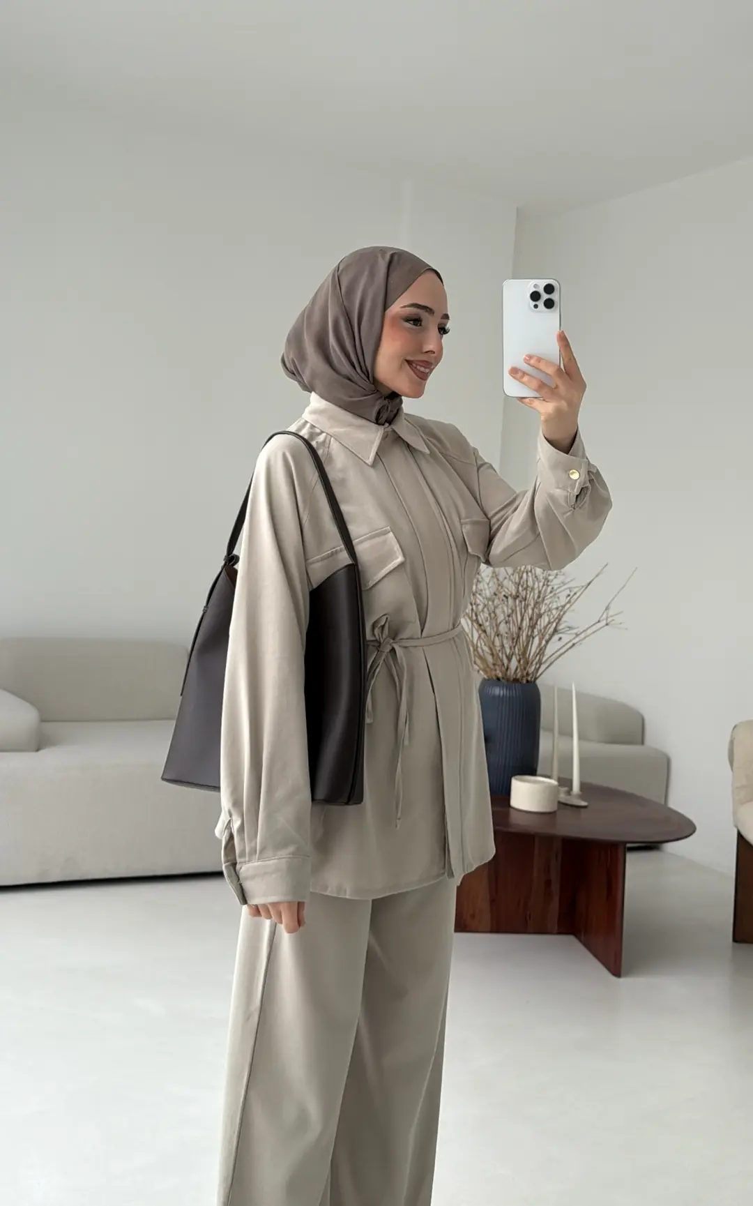 Bağcıklı Bluz Pantolon Takım Taş - Görsel 6