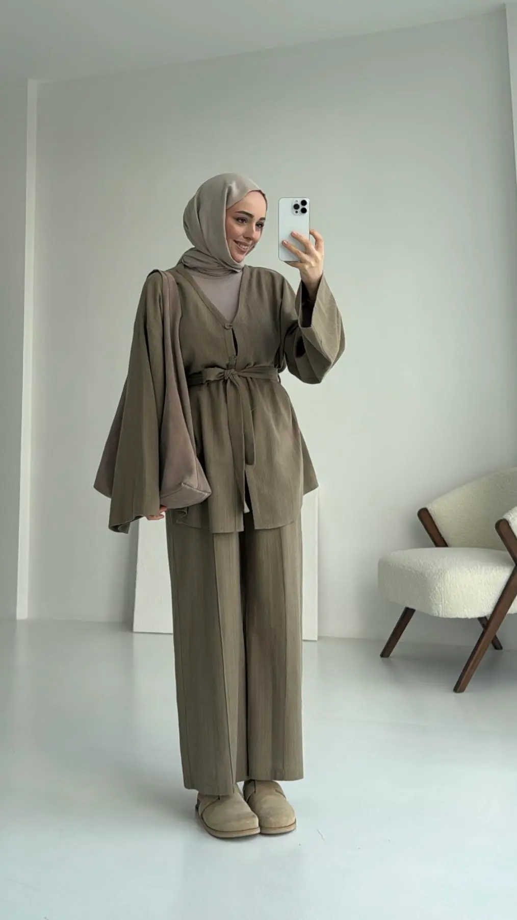 Bağcıklı Buluz Takım Haki - Görsel 6