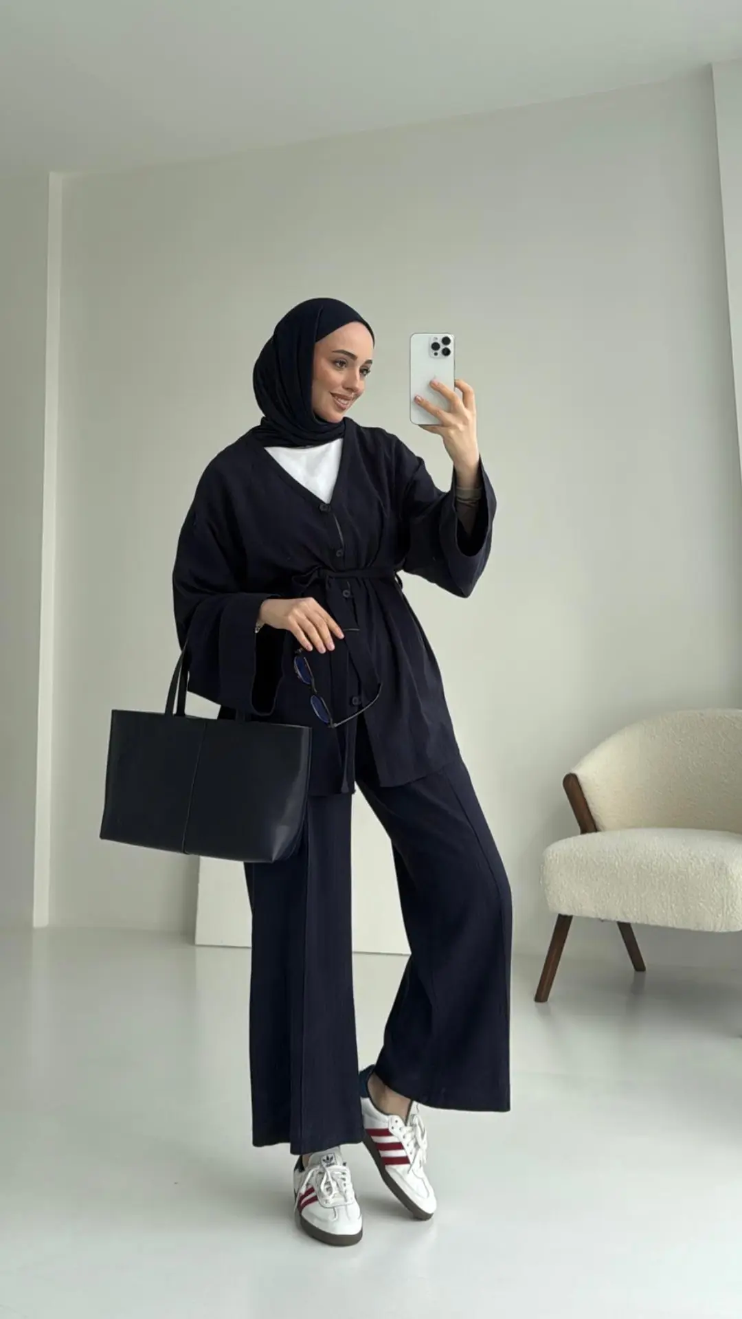 Bağcıklı Buluz Takım Lacivert - Görsel 2