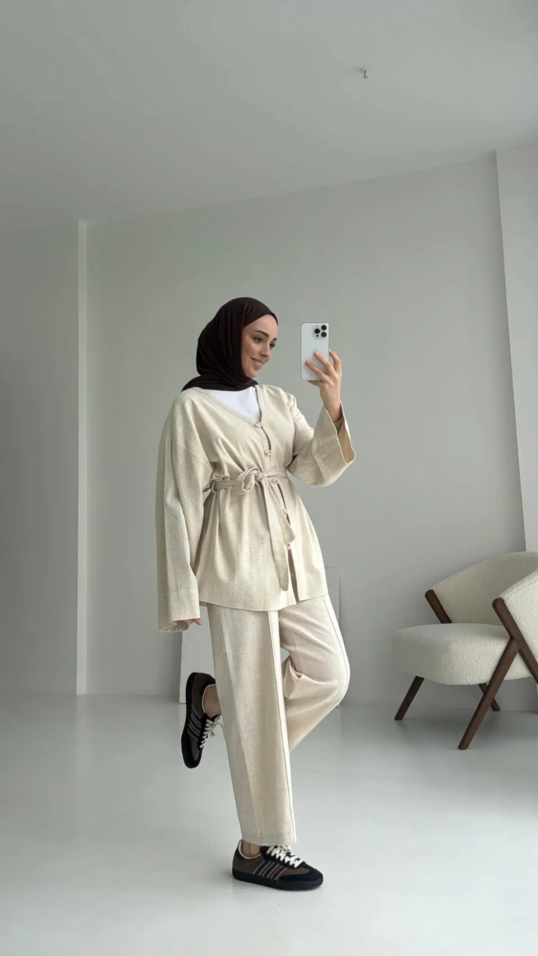 Bağcıklı Buluz Takım Natural - Görsel 4