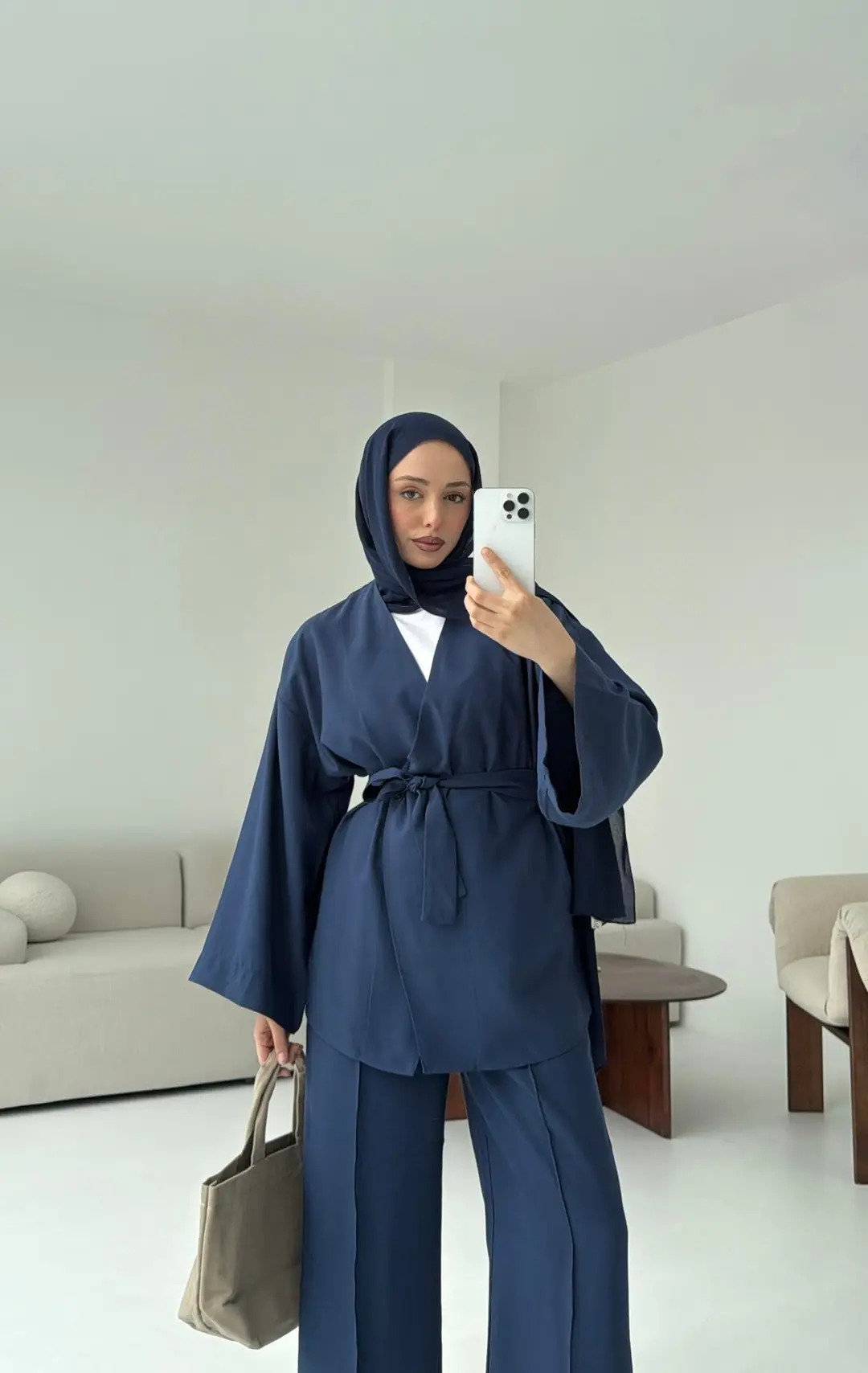 Bagcıklı Kimono Takım Lacivert - Görsel 4