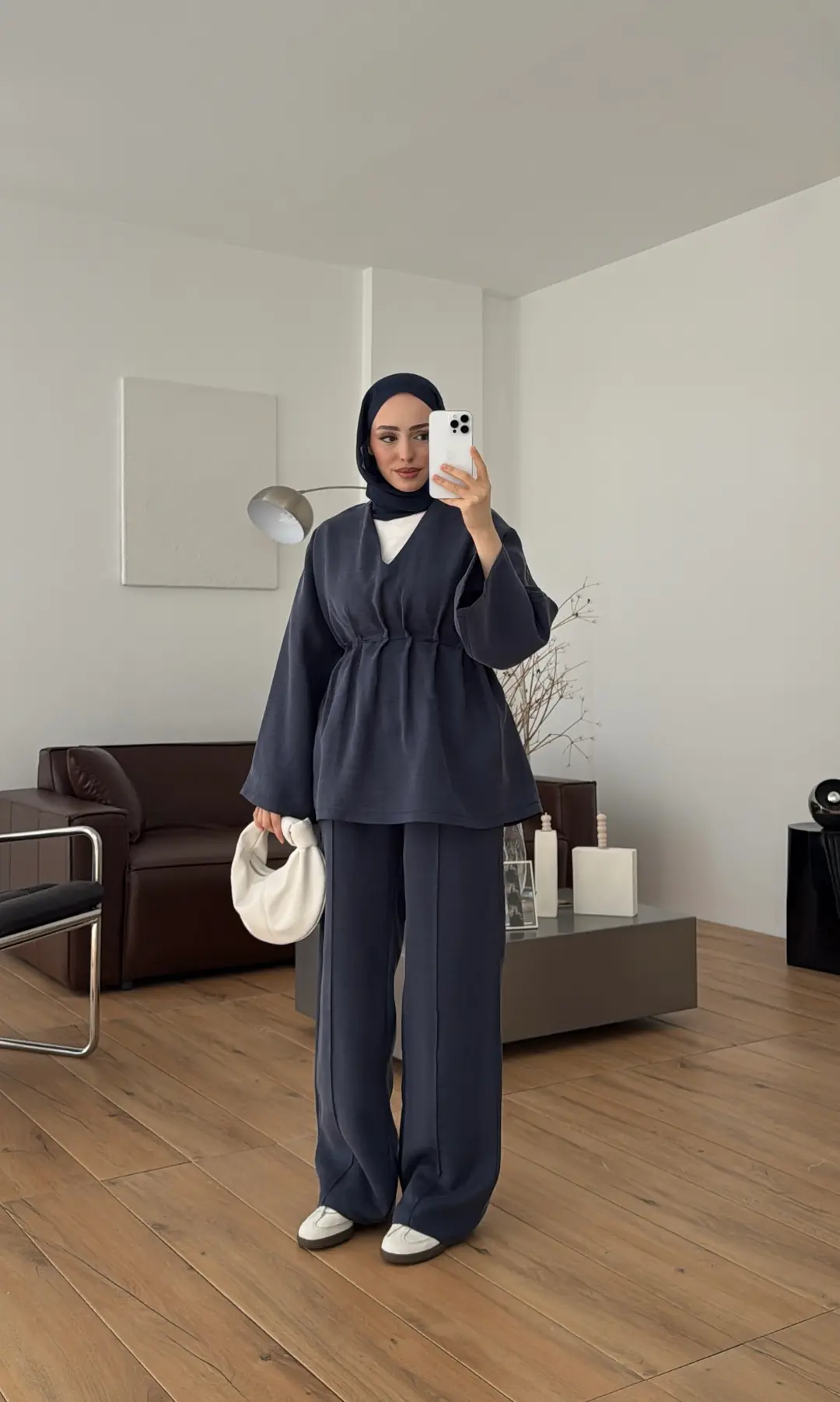 V Yaka Pantolon Takım İndigo - Görsel 2