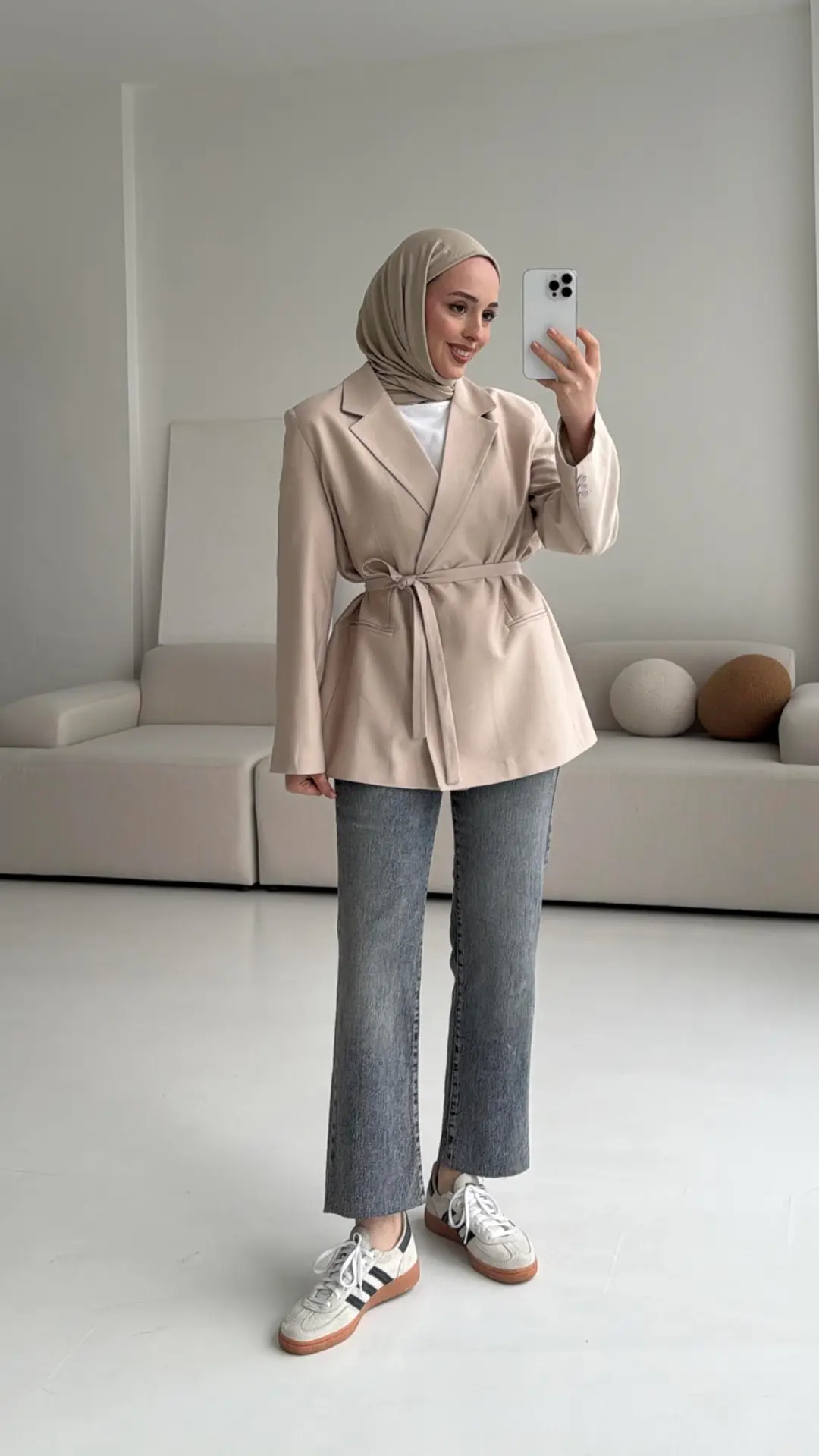 Bağlamalı Blazer Ceket Bej