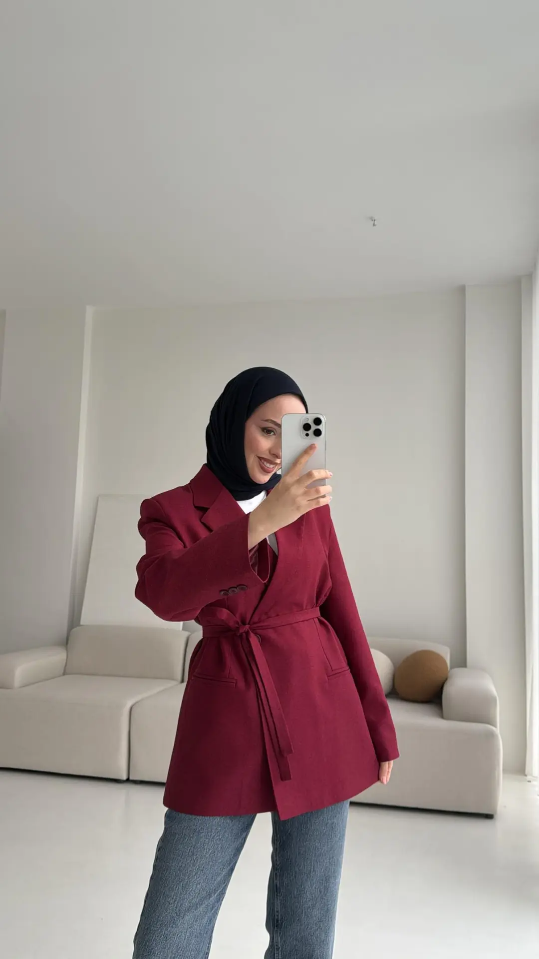 Bağlamalı Blazer Ceket Bordo - Görsel 2