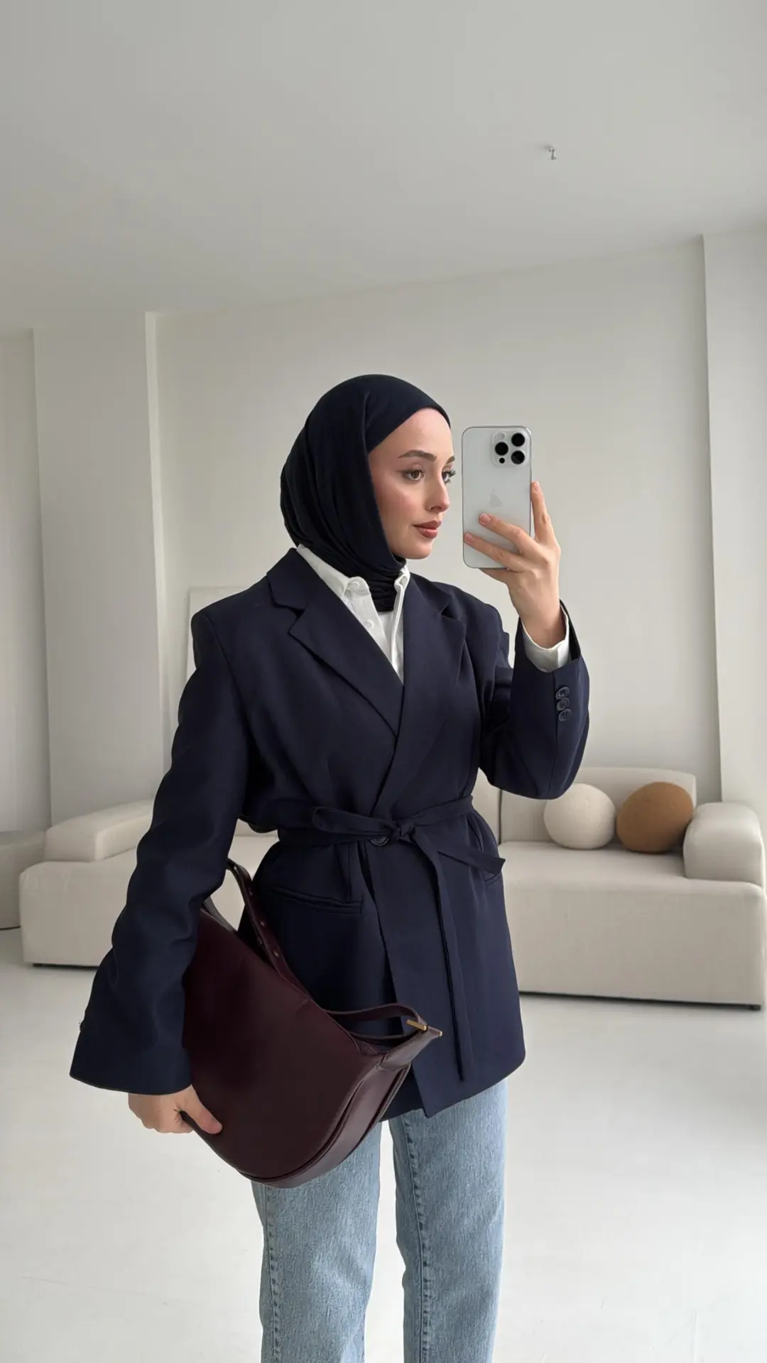 Bağlamalı Blazer Ceket Lacivert - Görsel 2