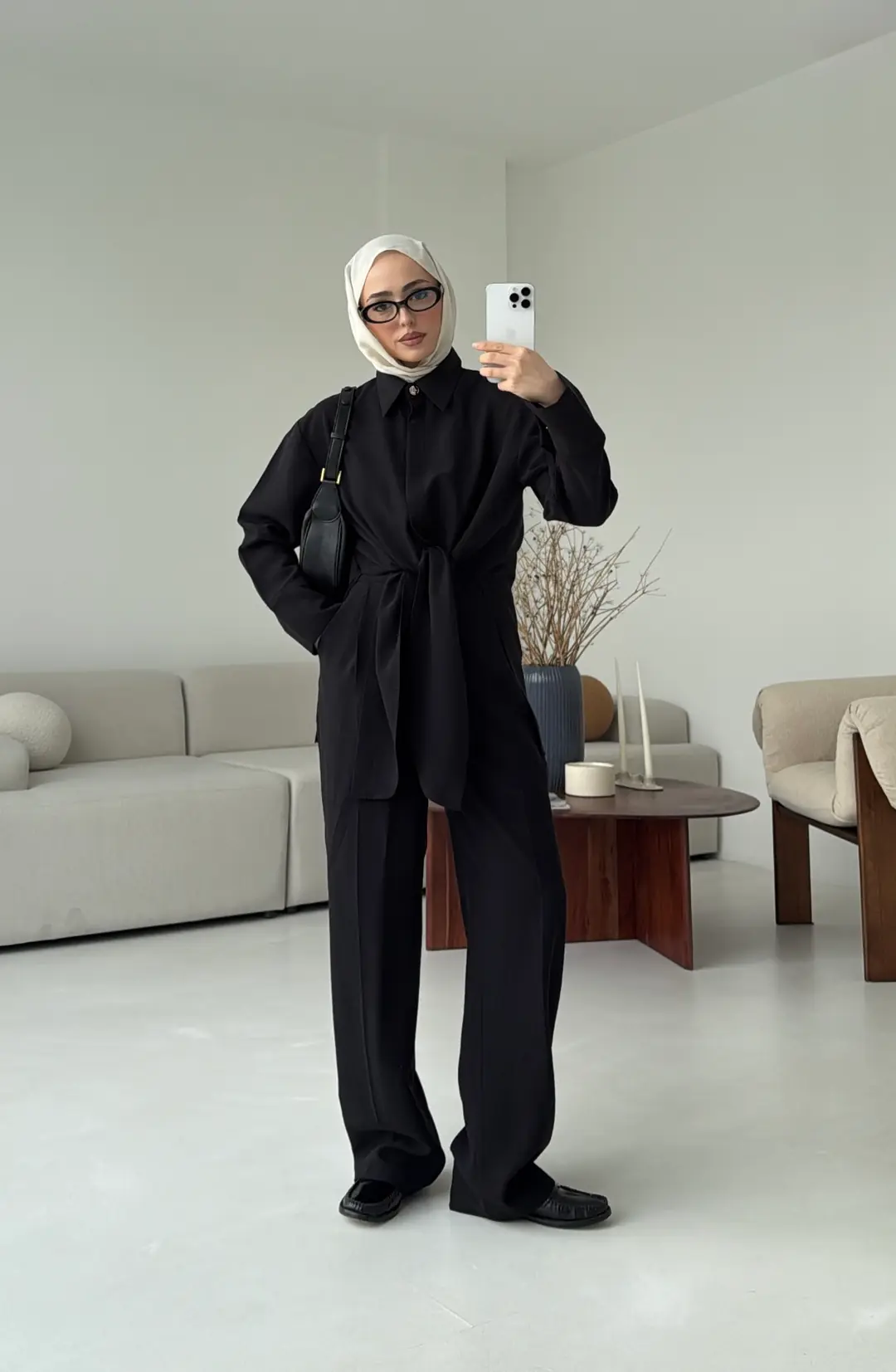 Bağlamalı Bluz Takım Siyah