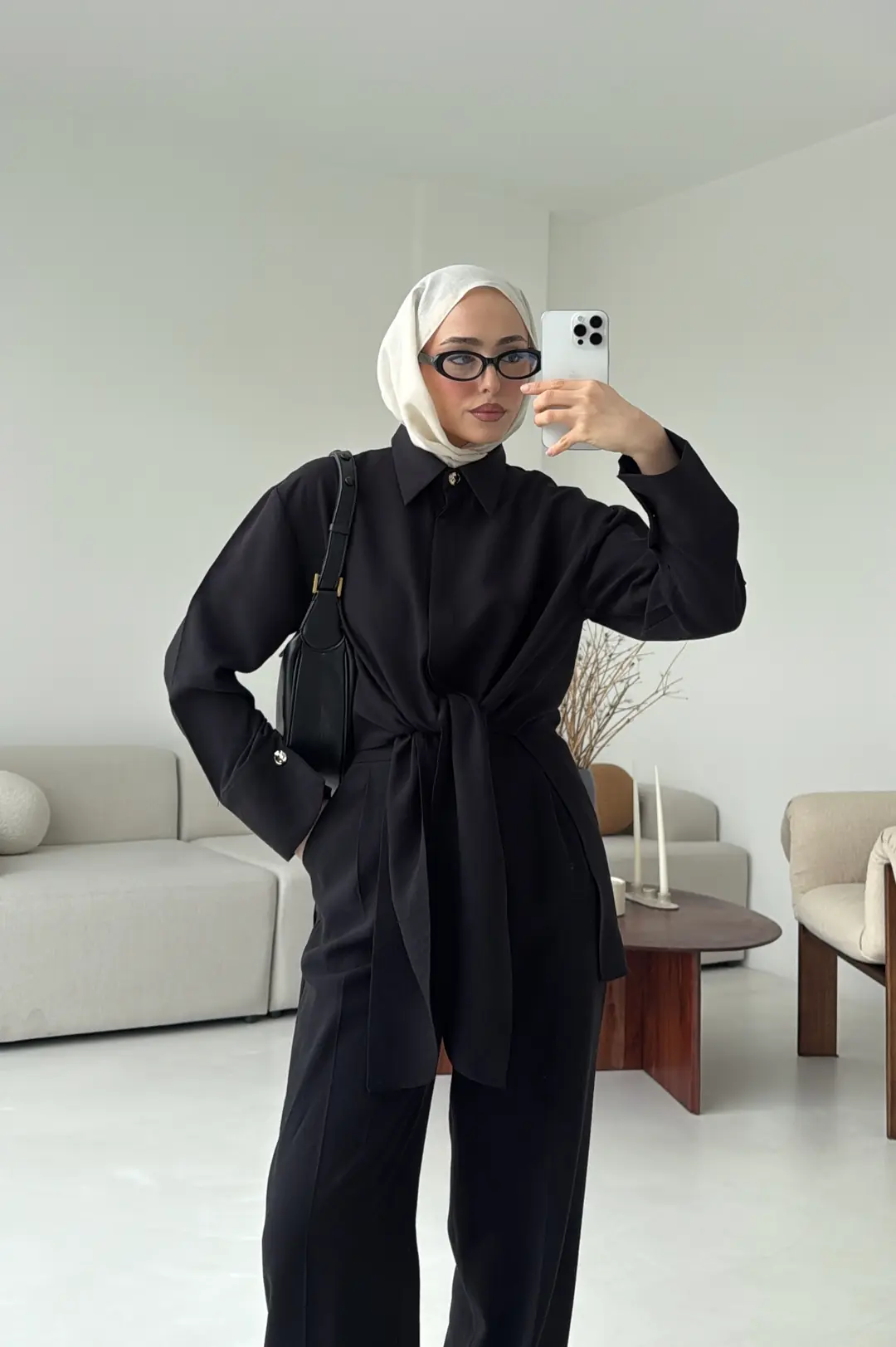 Bağlamalı Bluz Takım Siyah - Görsel 4