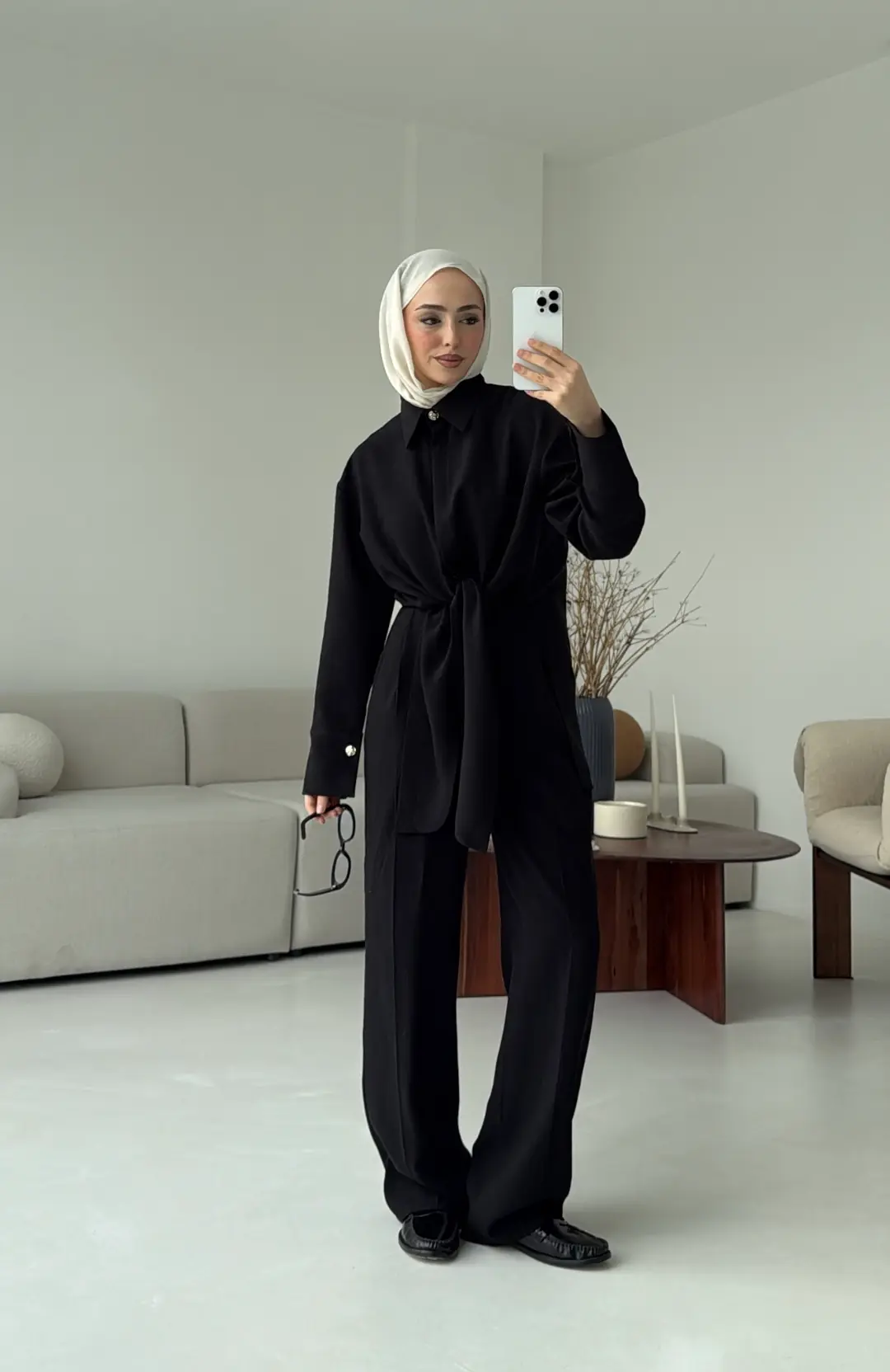 Bağlamalı Bluz Takım Siyah - Görsel 5