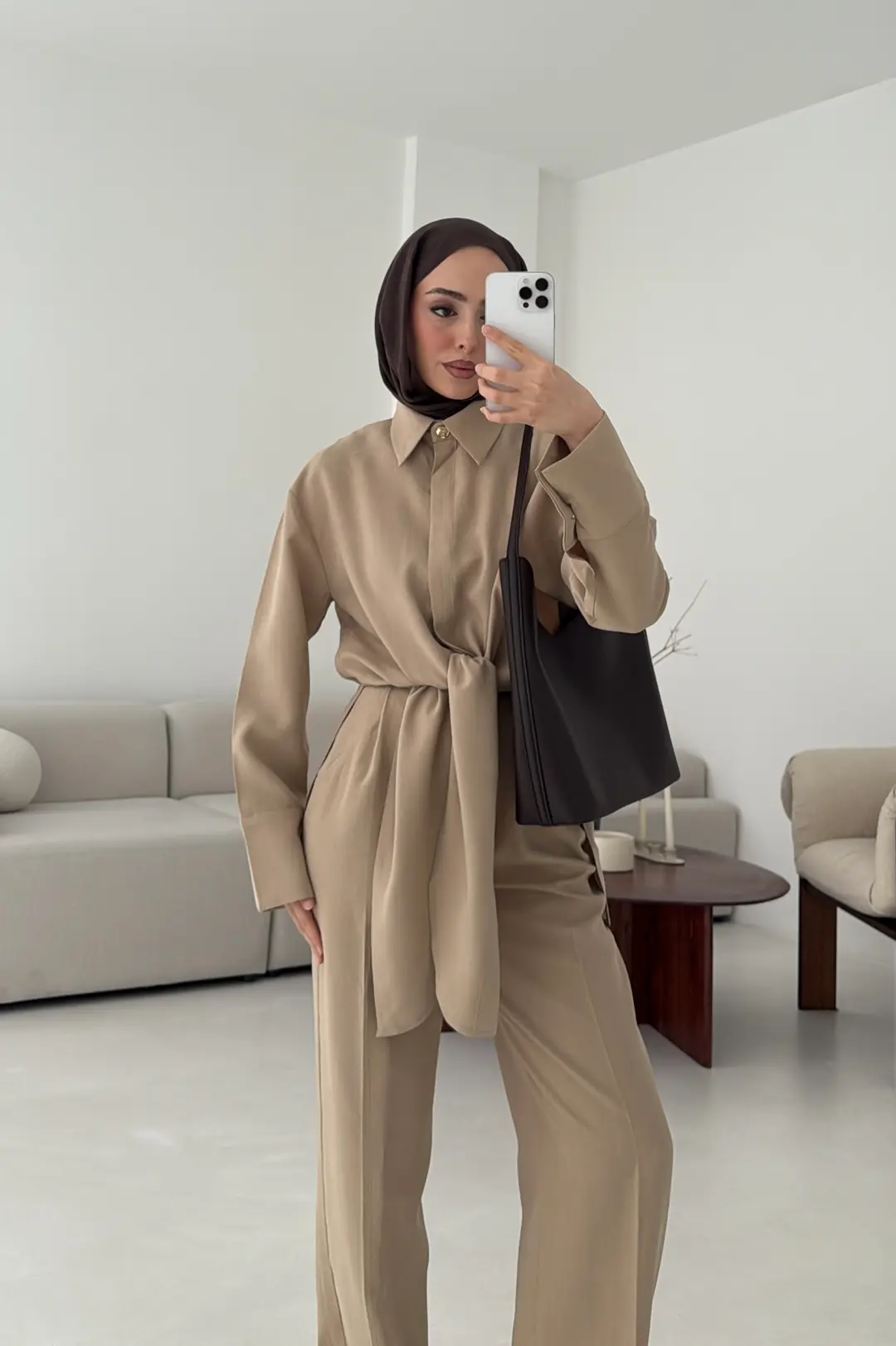 Bağlamalı Bluz Takım Vizon - Görsel 2