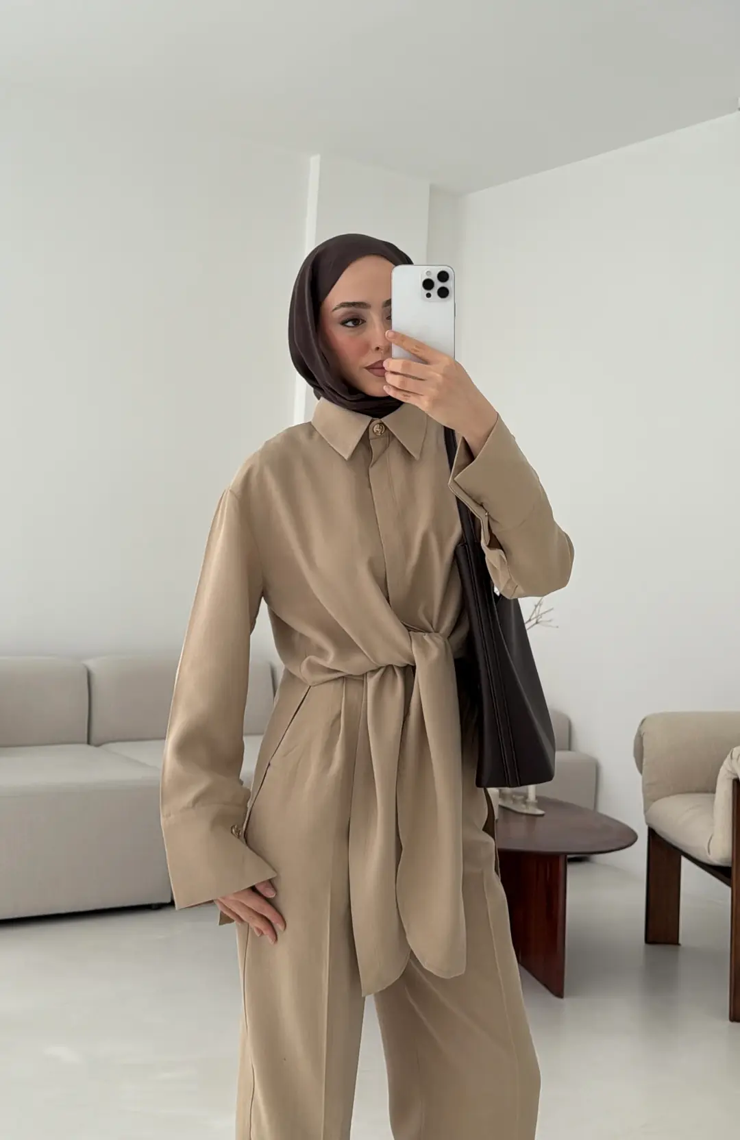 Bağlamalı Bluz Takım Vizon - Görsel 8