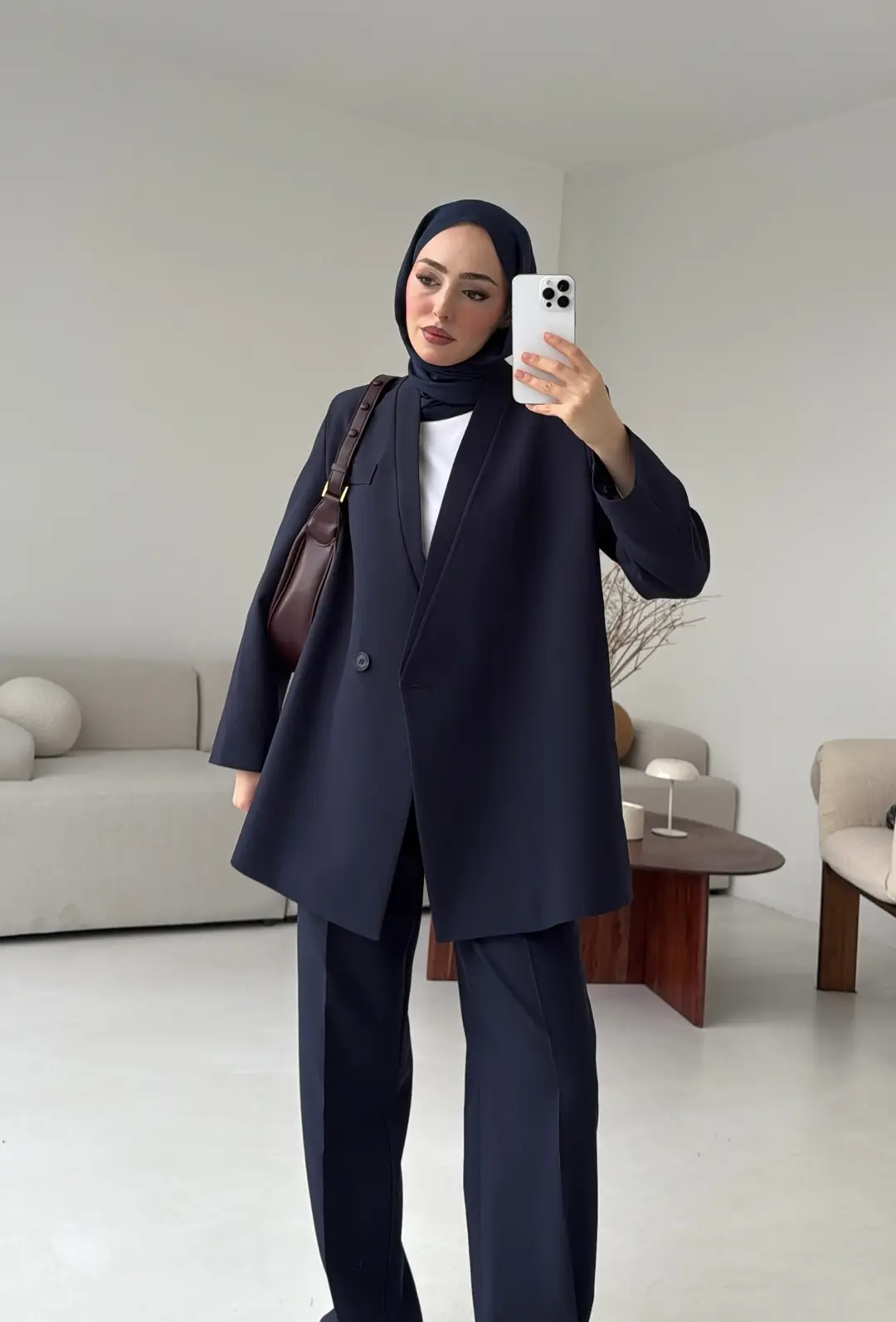 Bağlamalı Ceket Pantolon Takım Lacivert - Görsel 7