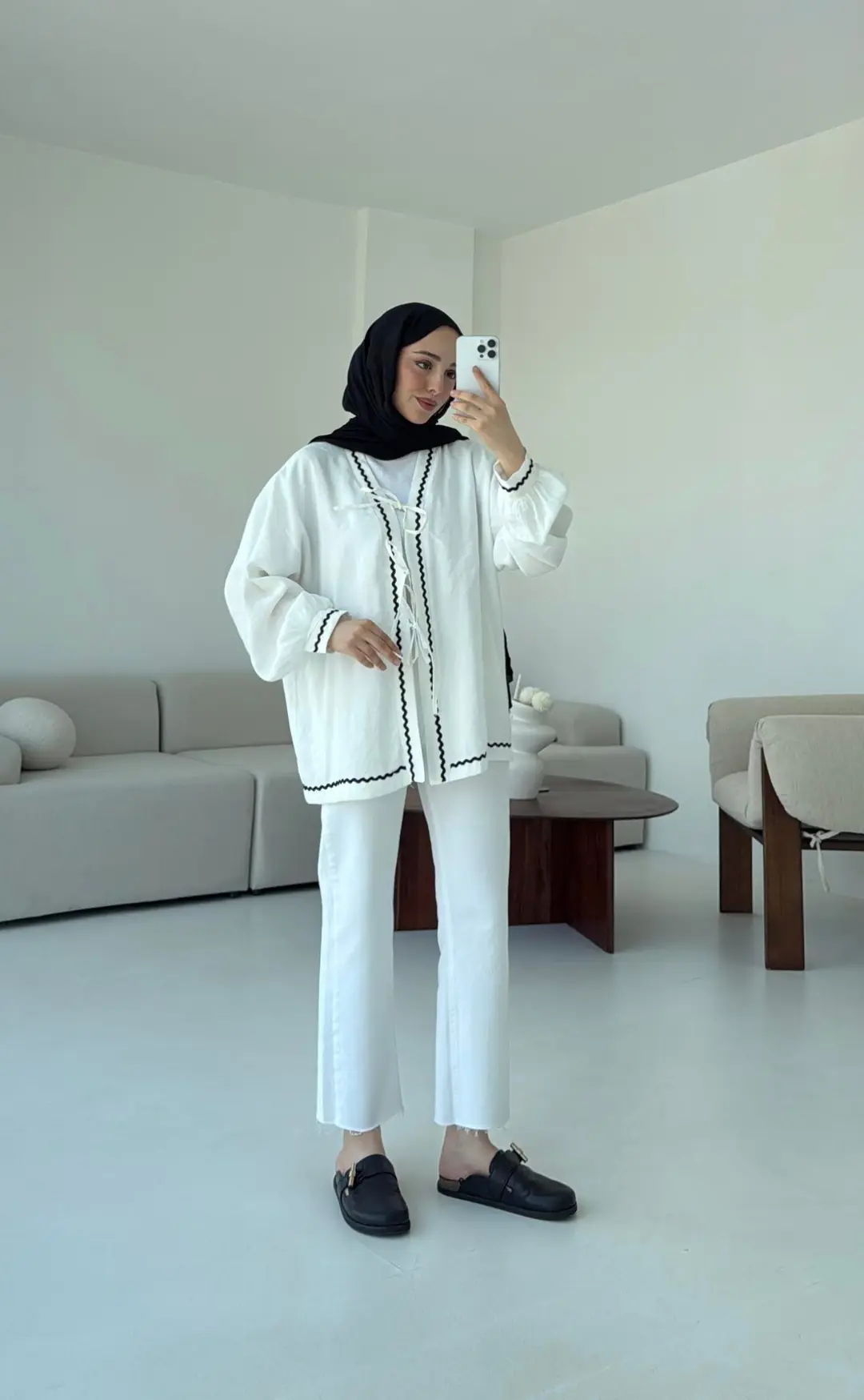 Bağlamalı Dantel Detay Kimono Beyaz - Görsel 2