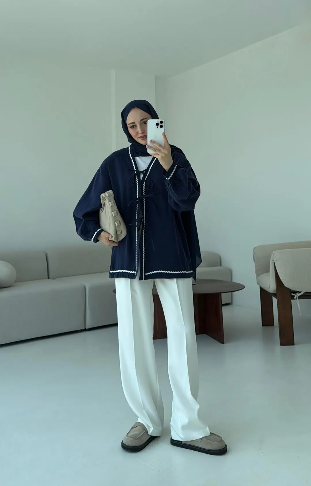 Bağlamalı Dantel Detay Kimono Lacivert - Görsel 5