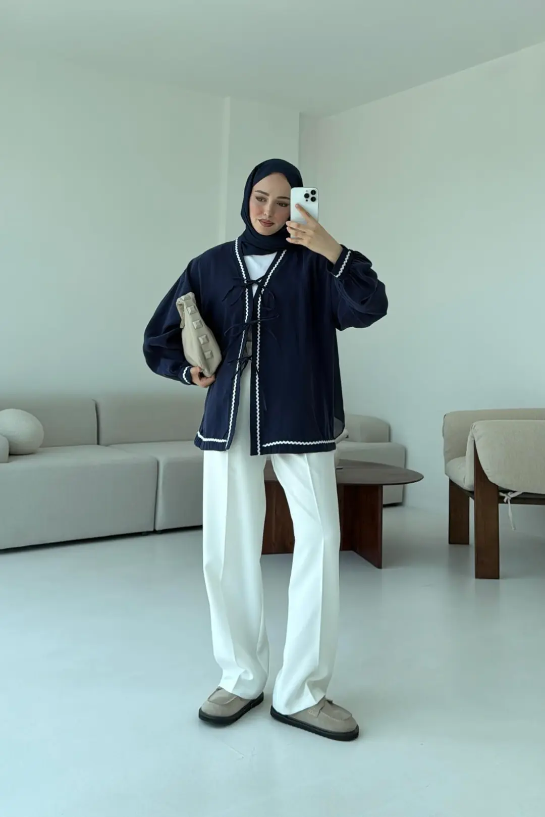 Bağlamalı Dantel Detay Kimono Lacivert - Görsel 8