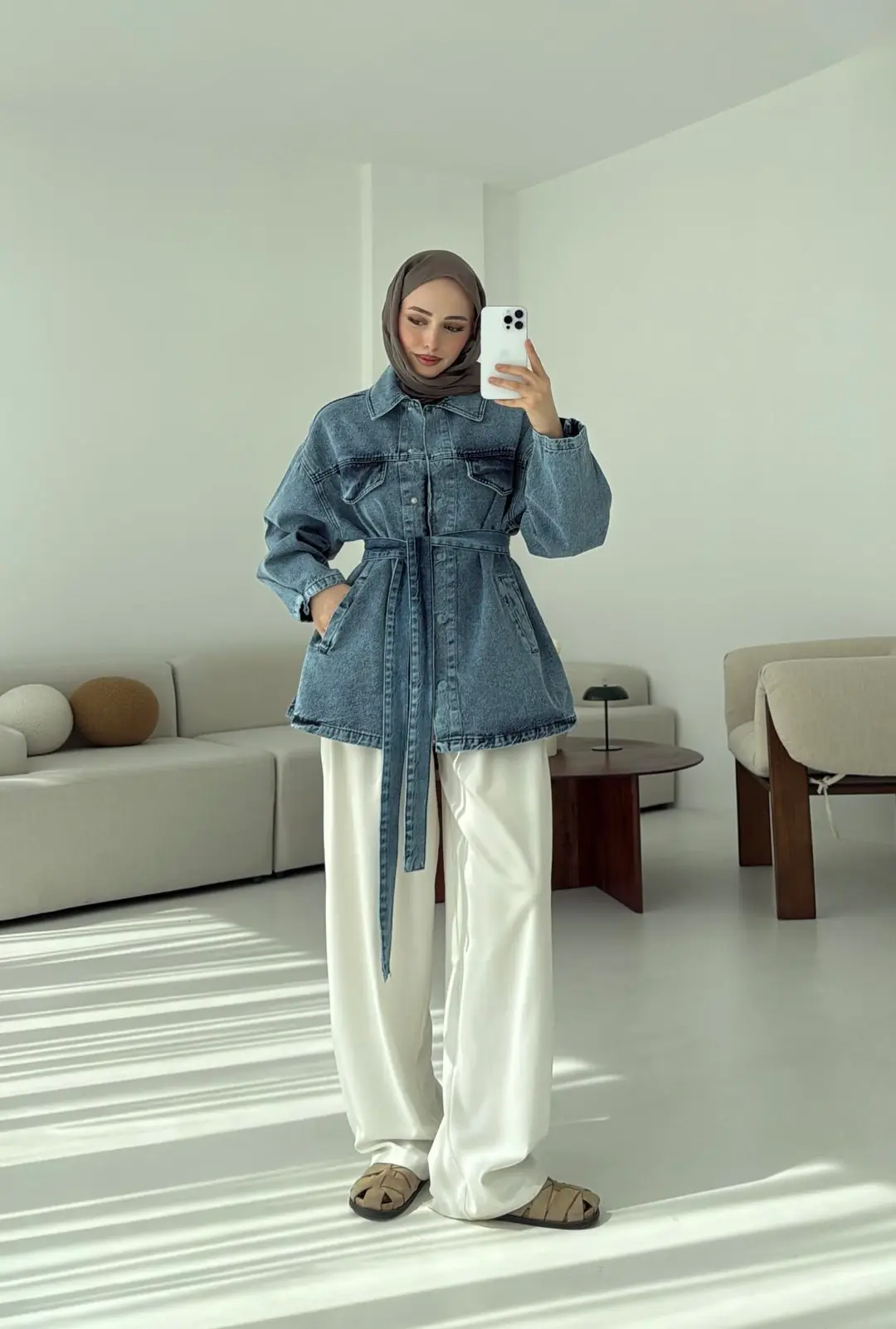 Bağlamalı Denim Ceket - Görsel 3