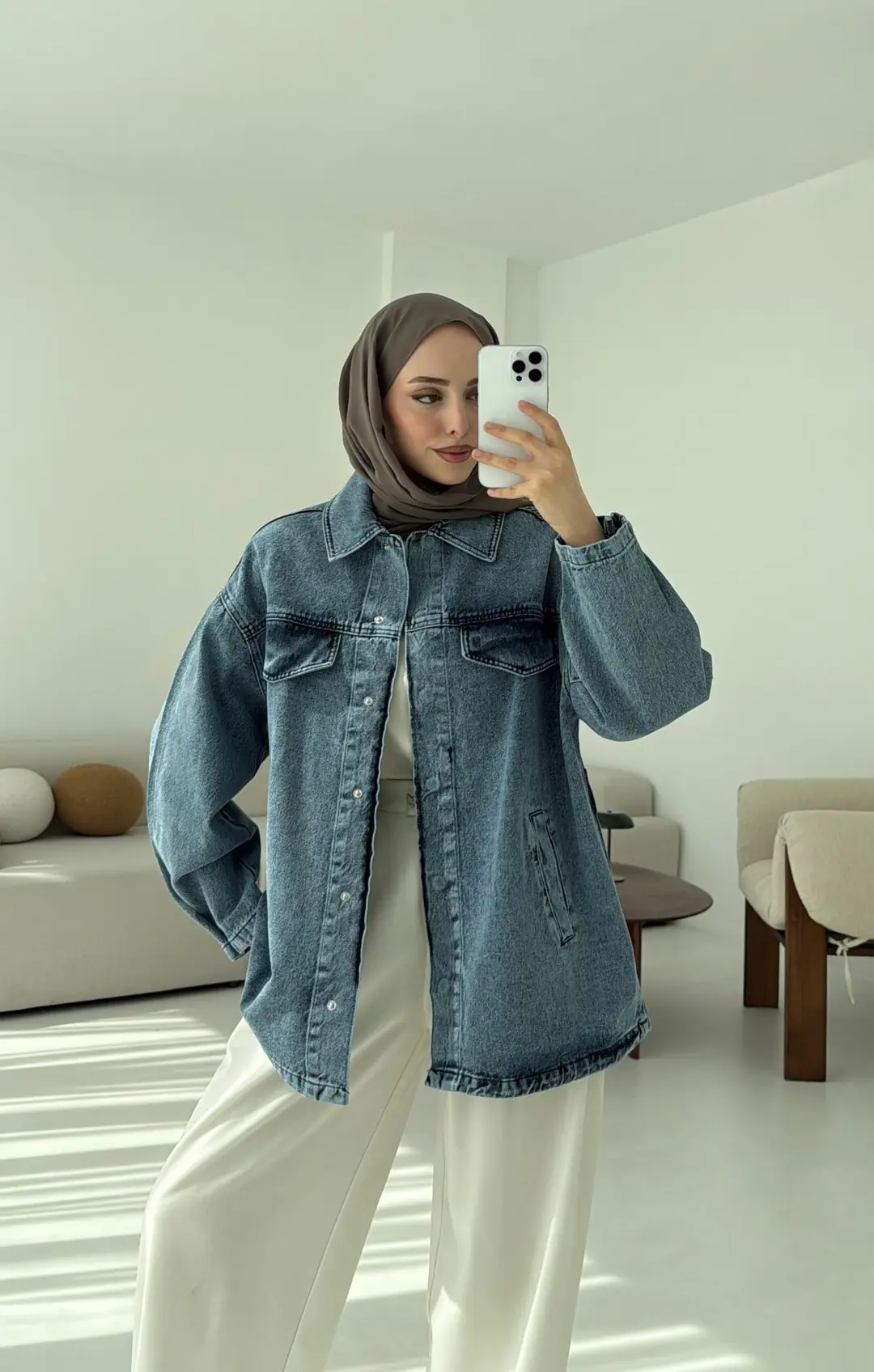 Bağlamalı Denim Ceket - Görsel 7