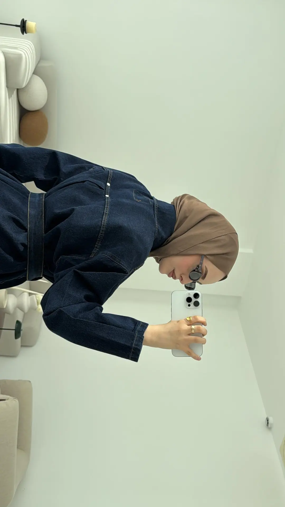 Bağlamalı Denim Ceket Lacivert - Görsel 7