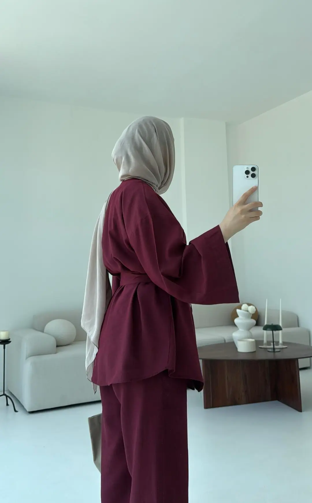 Bağlamalı Kimono Takım Bordo - Görsel 6