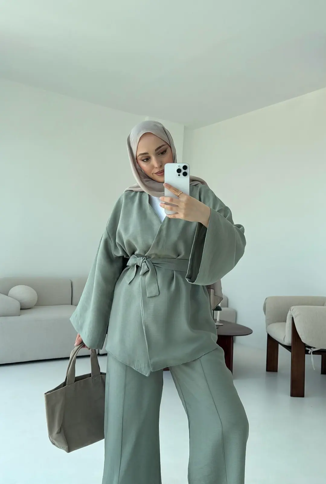 Bağlamalı Kimono Takım Çağla - Görsel 4