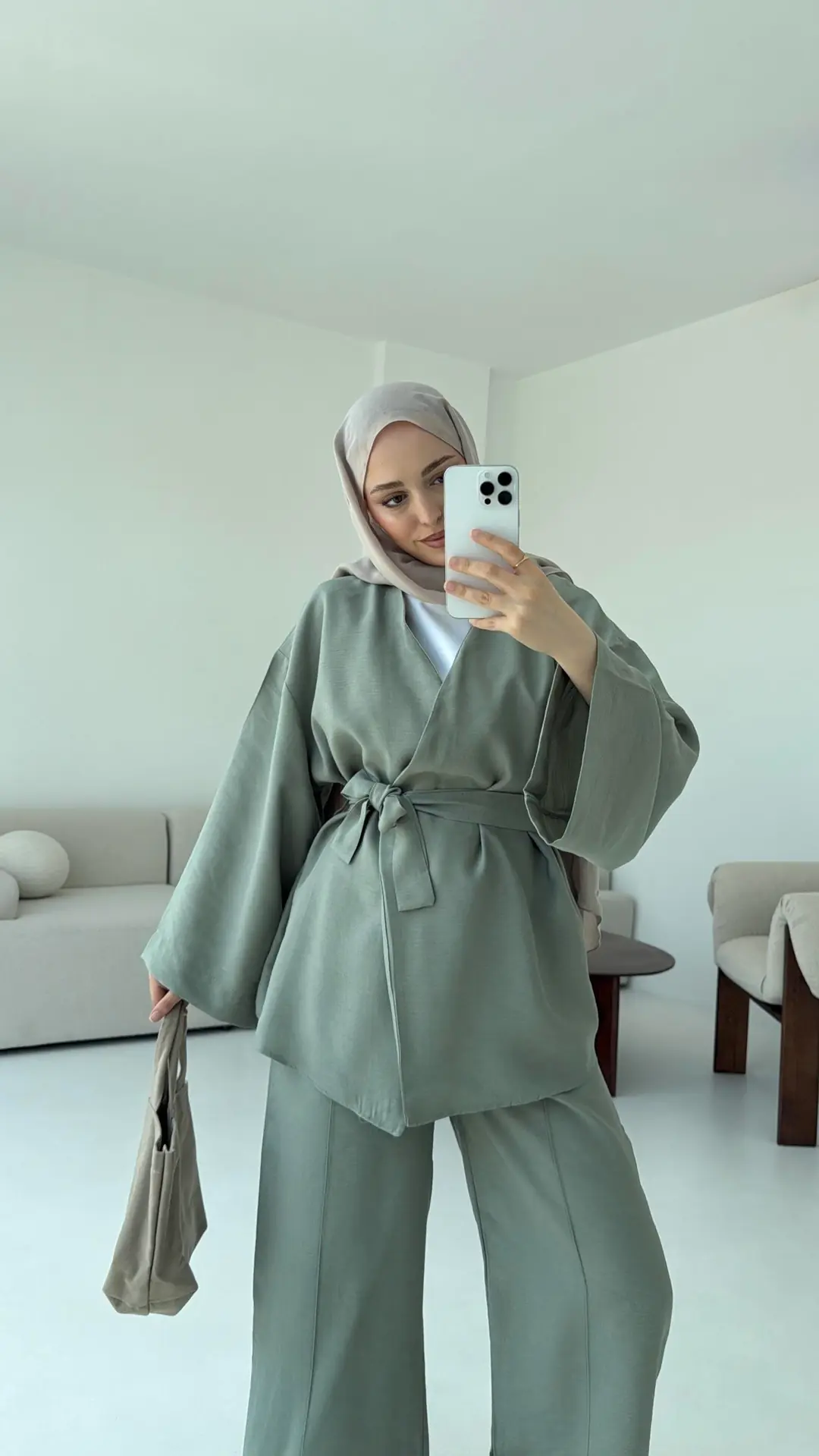 Bağlamalı Kimono Takım Çağla - Görsel 7