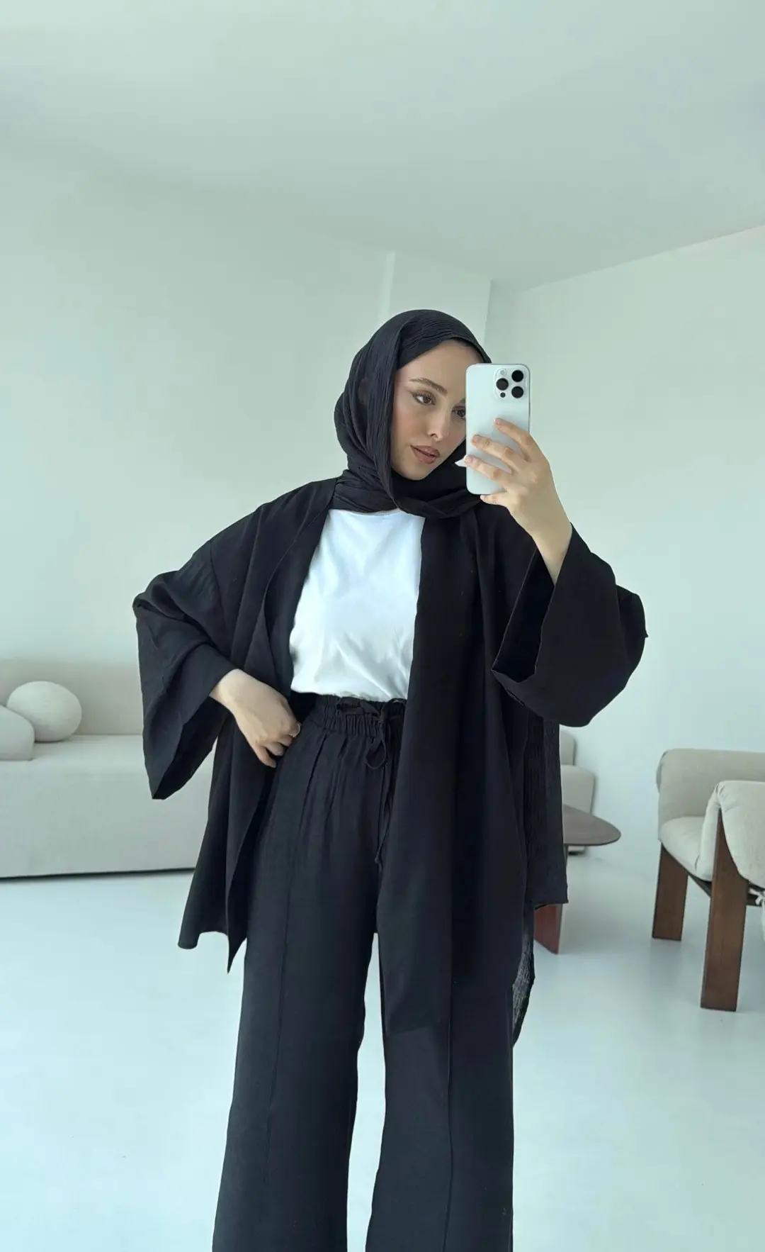 Bağlamalı Kimono Takım Siyah - Görsel 4