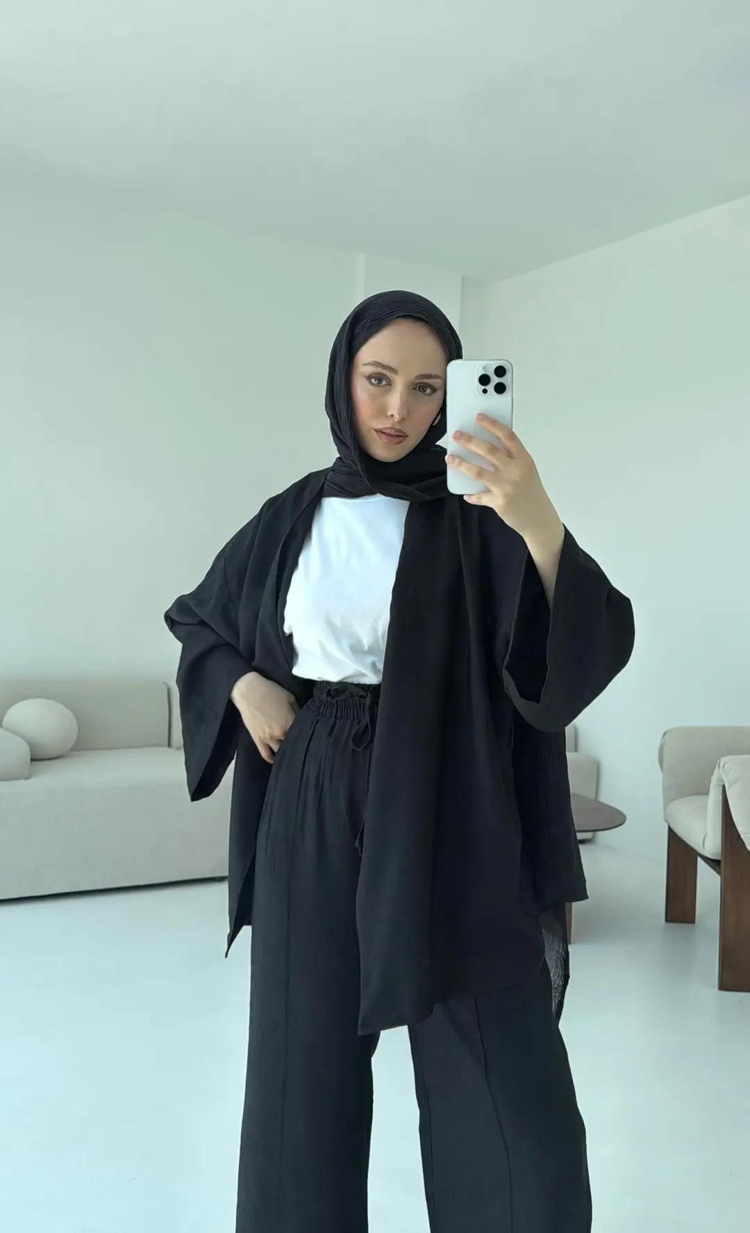 Bağlamalı Kimono Takım Siyah - Görsel 5