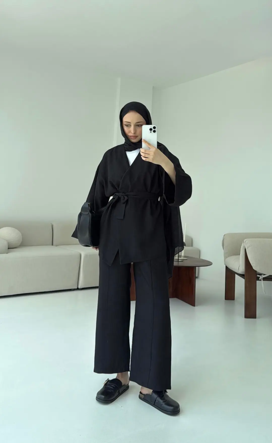 Bağlamalı Kimono Takım Siyah - Görsel 7